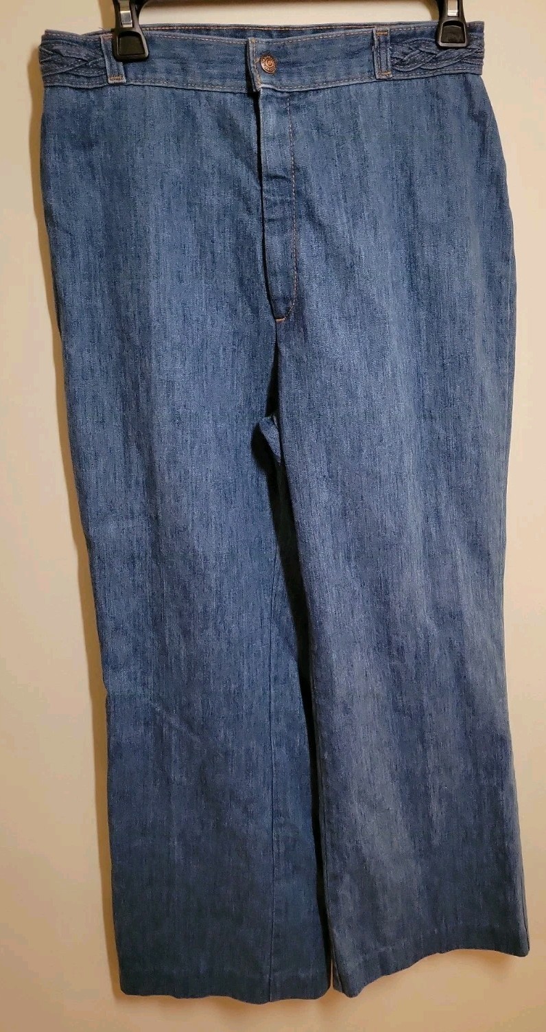 Vtg 70’s Levis Orange Tab Braided High Rise Chambray Denim Jeans Approx 29″ W