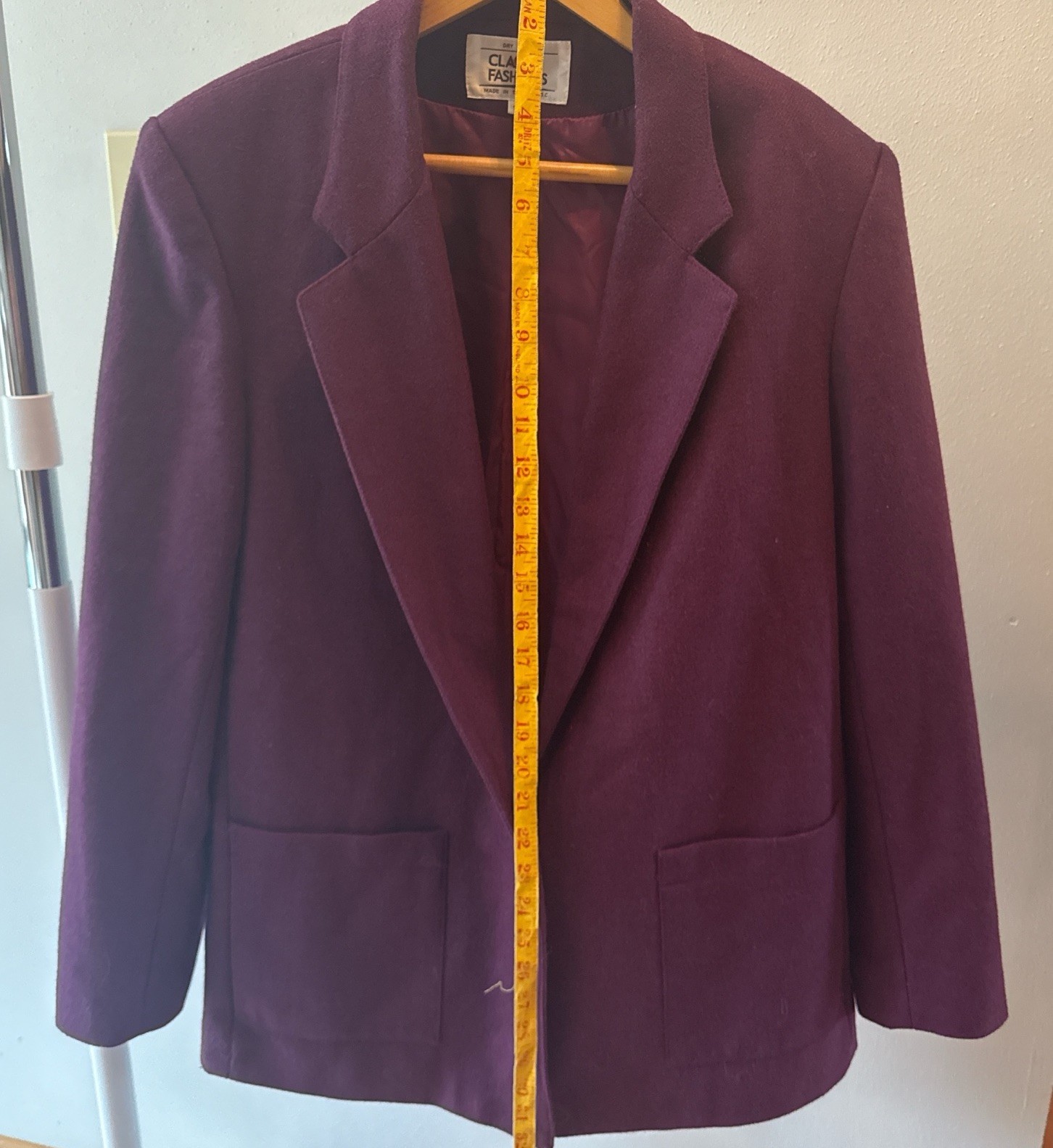 Classic Fashions Vintage Womens Purple Blazer Jacket One Button Closure Size 12