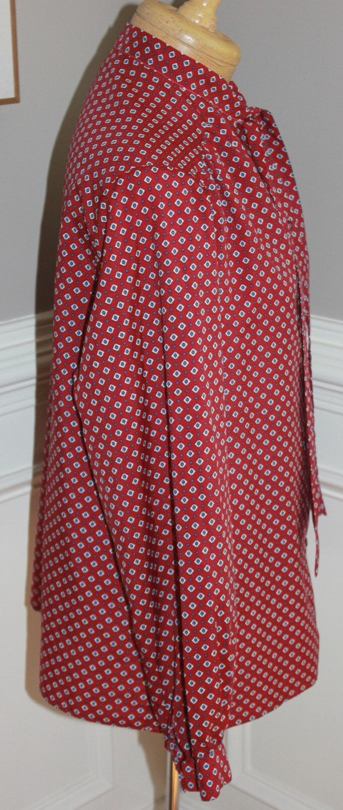 Vintage 1980s ECCOBAY long sleeve blouse red tie button secretary M/L Eccotoo
