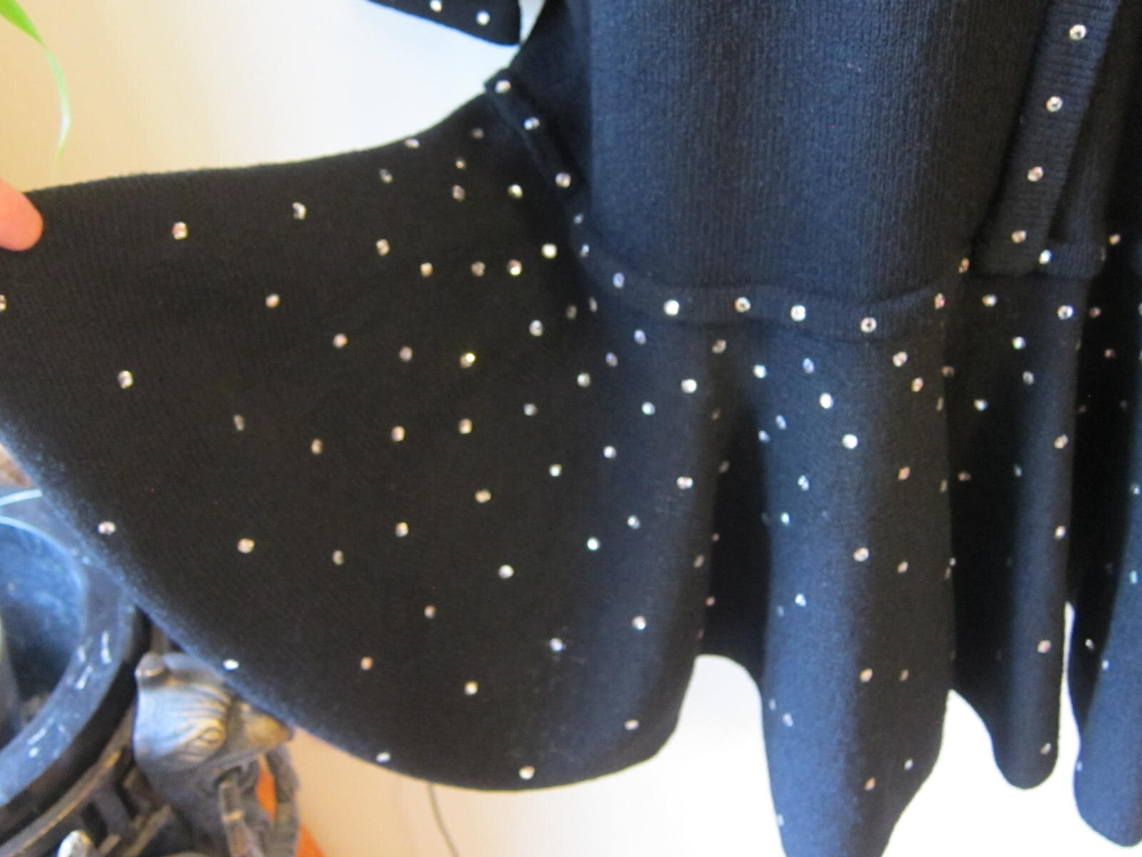 80’s Jennifer Roberts Louis Marino Black Knit Dress w/Rhinestones Made USA Sz 12