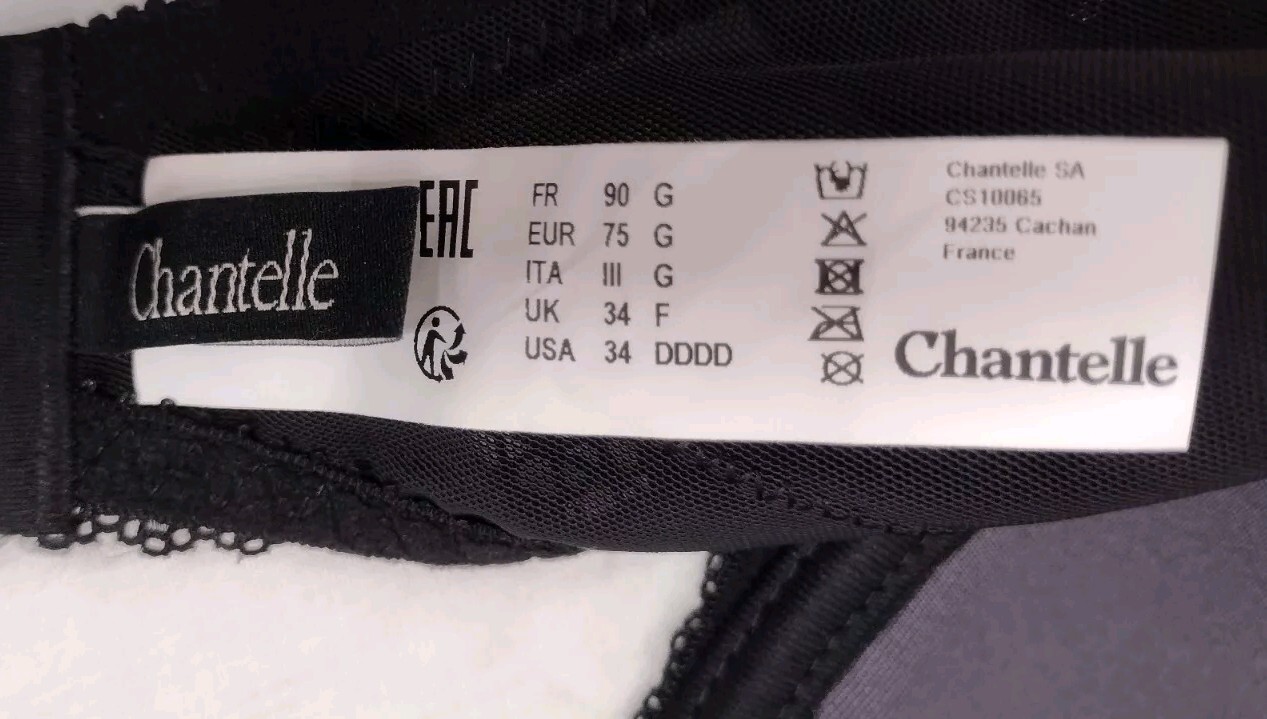 Chantelle Bra 34 DDDD Black UK 34 Fine Lace Cup Sexy Bra EUR 75 G FINE MATERIAL