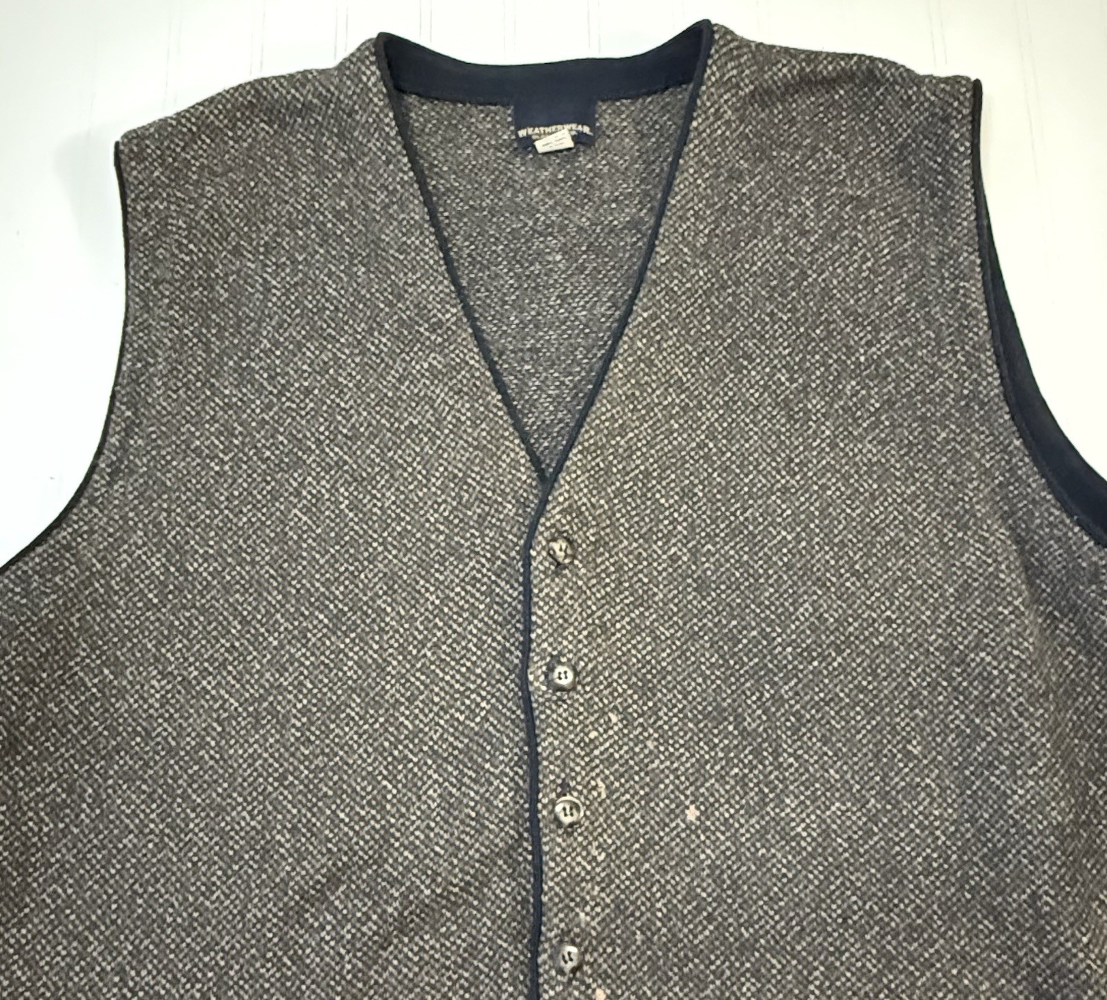 Vintage Sweater Vest Button Front Cotton Weatherware 2X USA Baggy Grandpa
