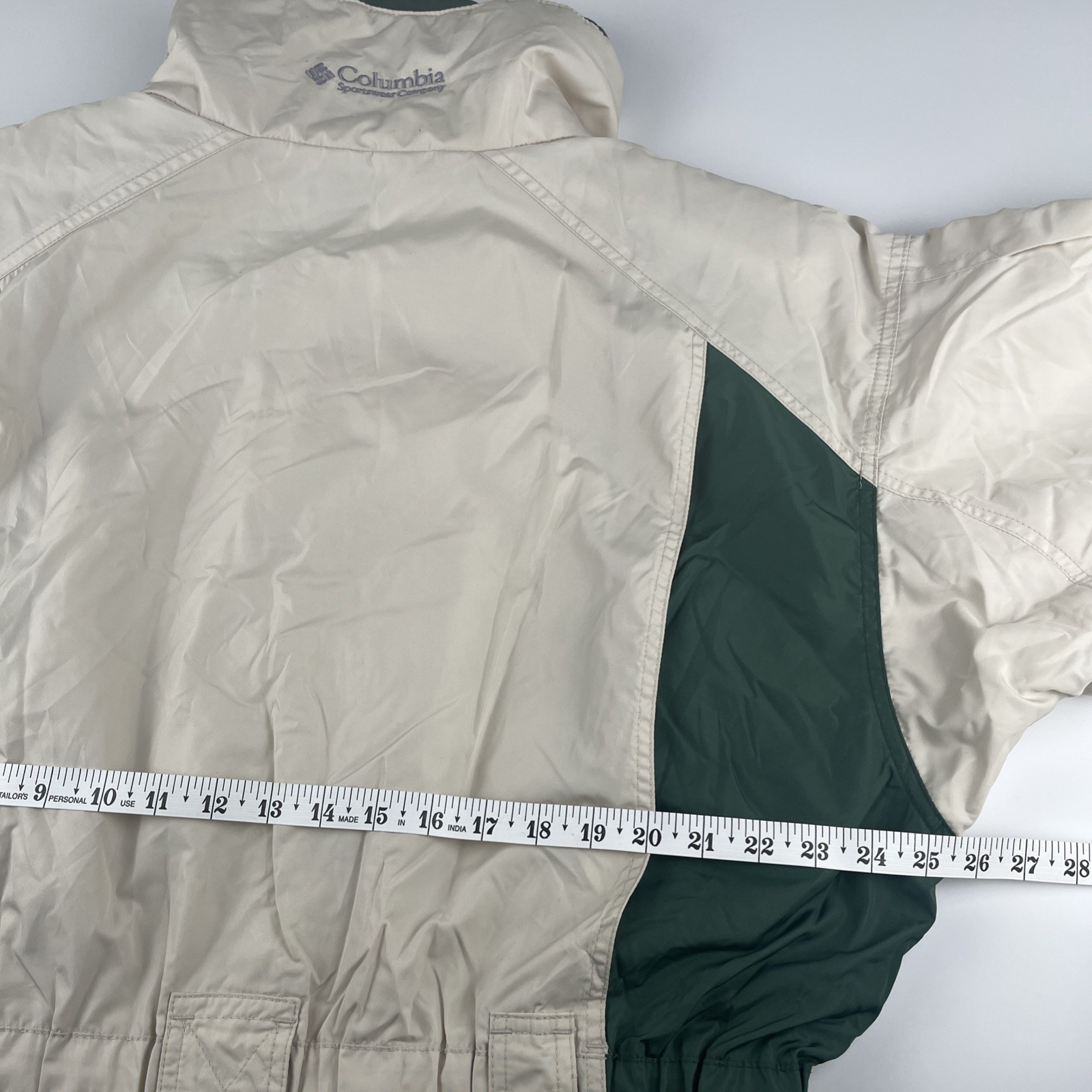 Vintage 90s Columbia Micro-Tex Ski Jacket Women’s XL Colorblock Cream Green