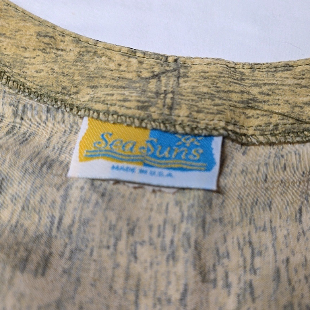 Sea Suns Giraffe Print Dress Womens L Tan Grey Vintage 90s Sleeveless Maxi Tank