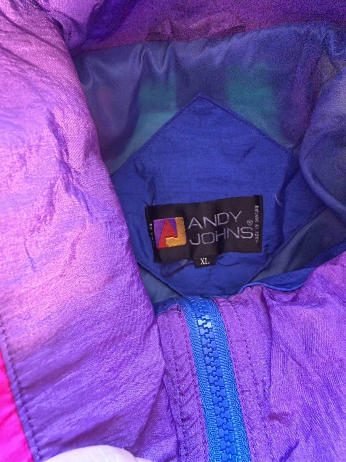 Vintage Andy Johns Windbreaker Outfit Pants and Jacket Size XL Multicolored