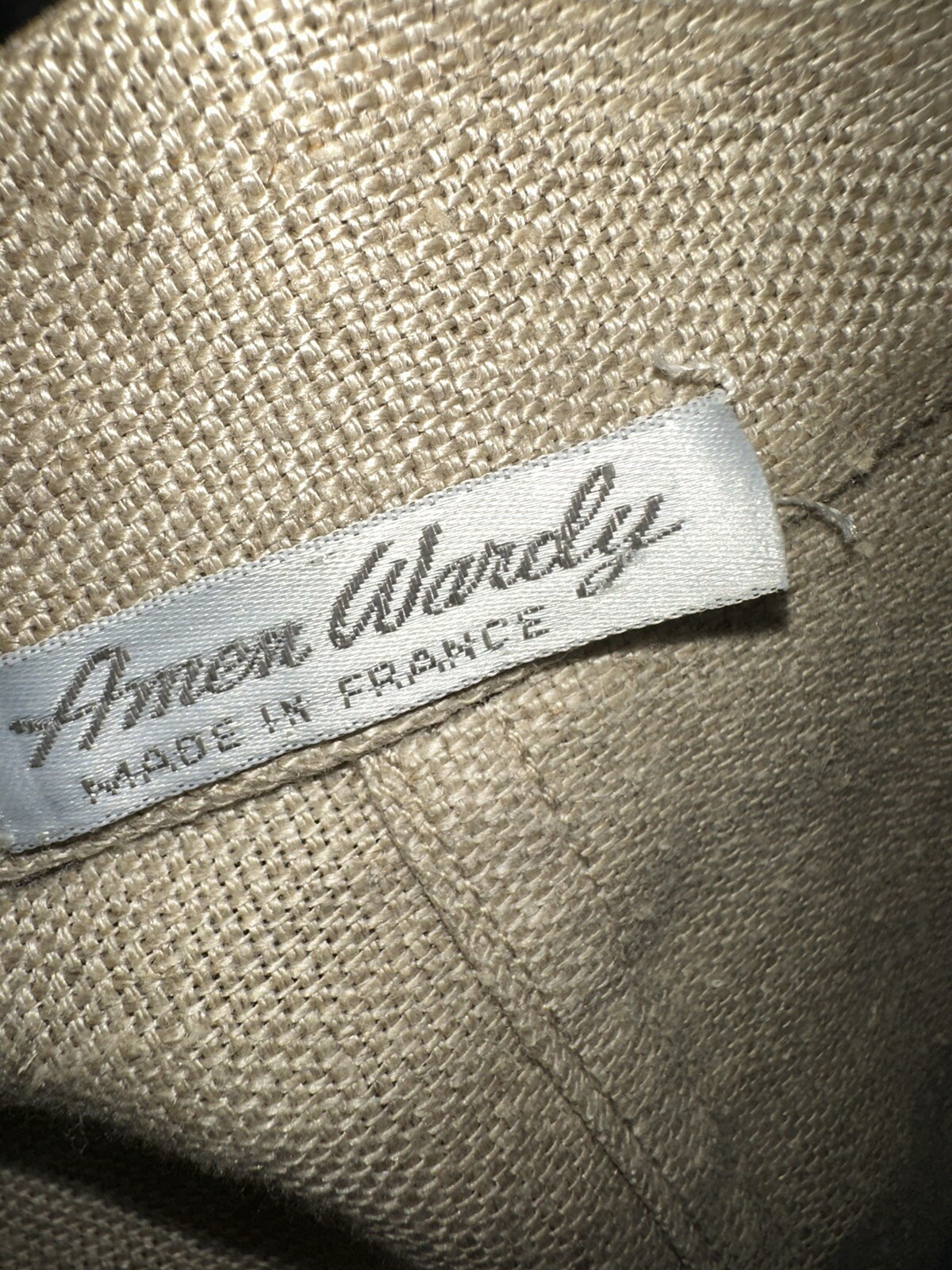Vintage AMEN WARDY Made In France Size 42 Khaki Tan Knit Jacket 70s 80s Retro