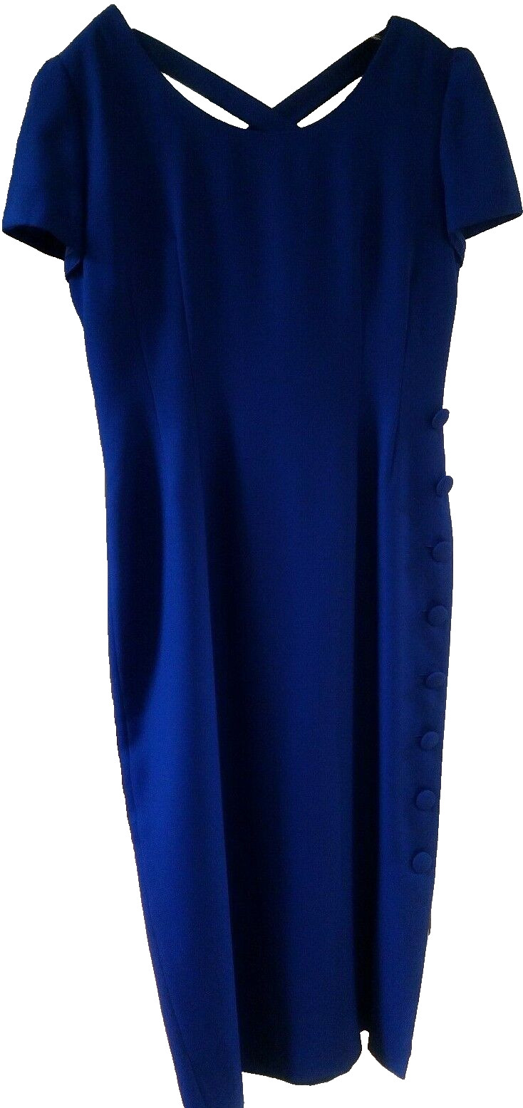 Cynthia Howie Cobalt Blue Short Sleeve Pencil Dress Size 14