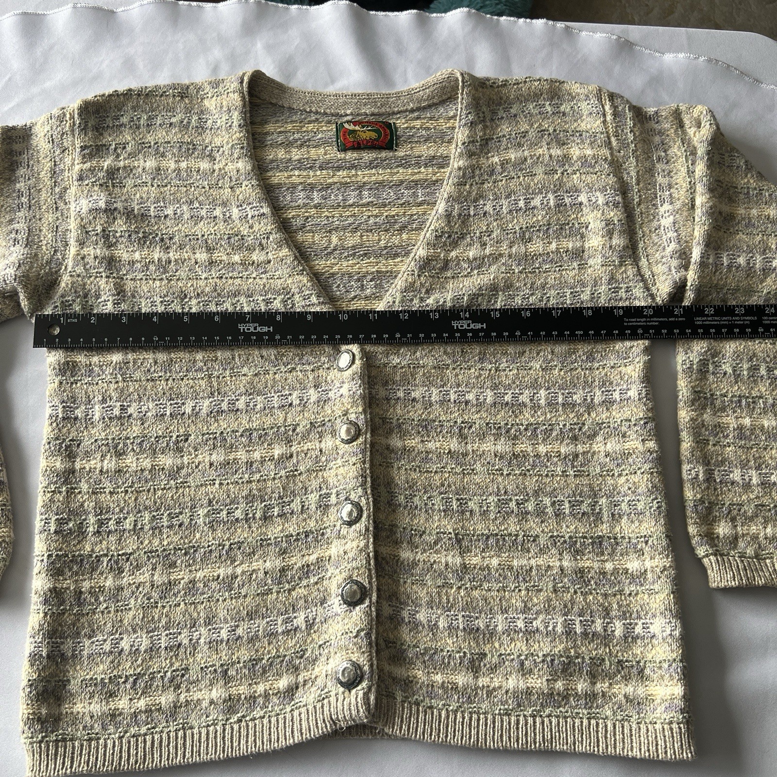 Vintage 90s Alps Vermont Cardigan Womens L Gray Marled Knit Grandpa Cozy