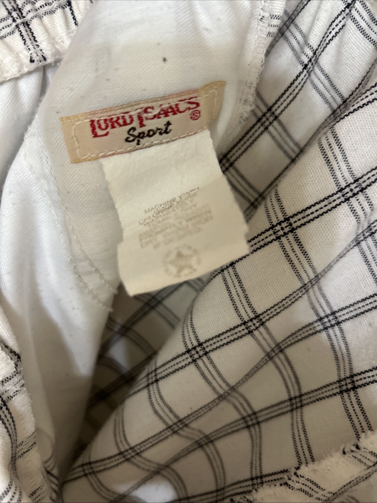 Vtg Lord Isaacs Sport Pants Small Cream Plaid Print Button Grandmacore Golf
