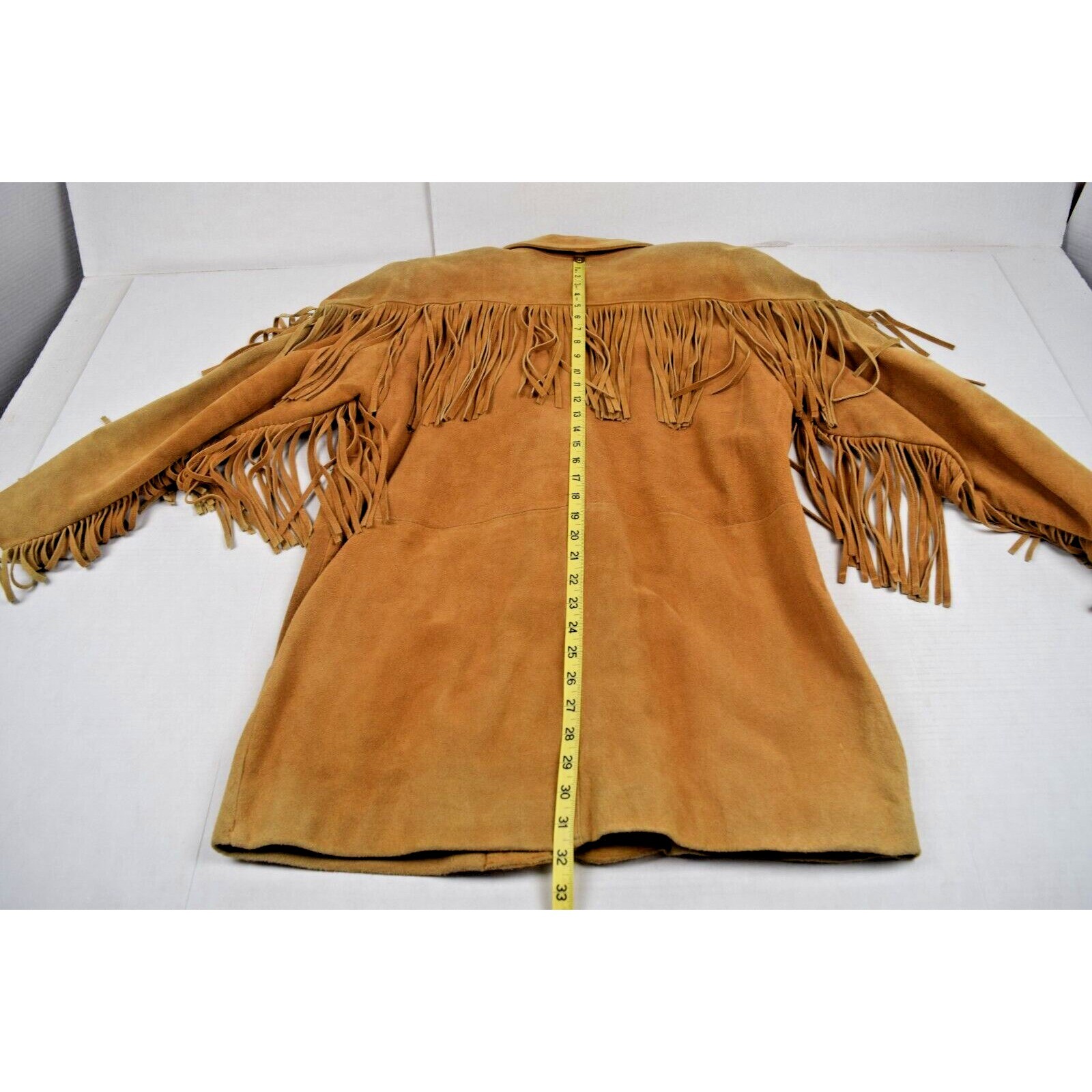 Vintage Western Leather Jacket Niki Size M 70s Total Fringe Tan Suede Lined
