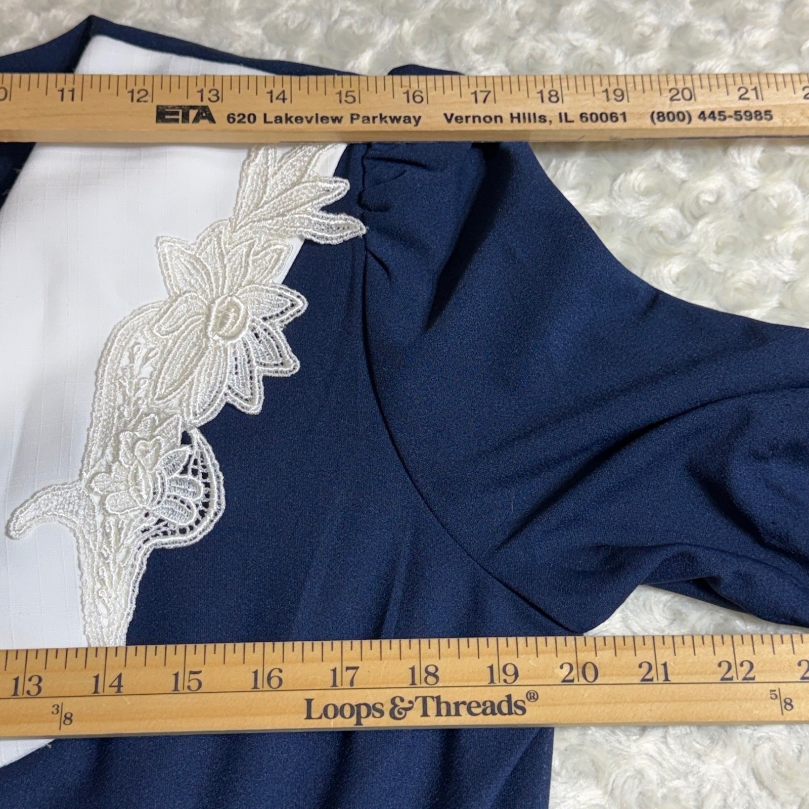 Whirlaway Frocks Vintage Navy Blue Lace Sailor Collar Midi Dress Size 12P USA