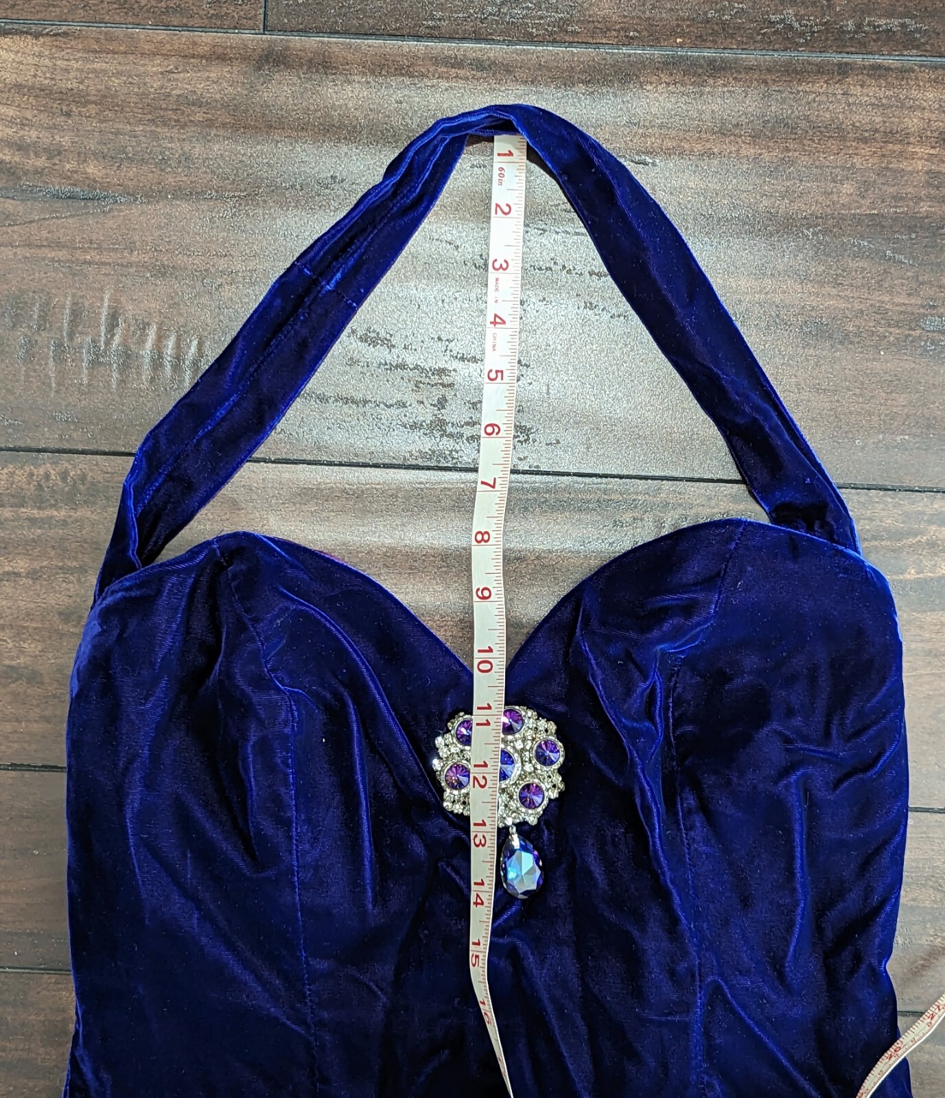 L Magnin Eugene Alexander Royal Blue Purple Crystal Applique Long Dress Size 12