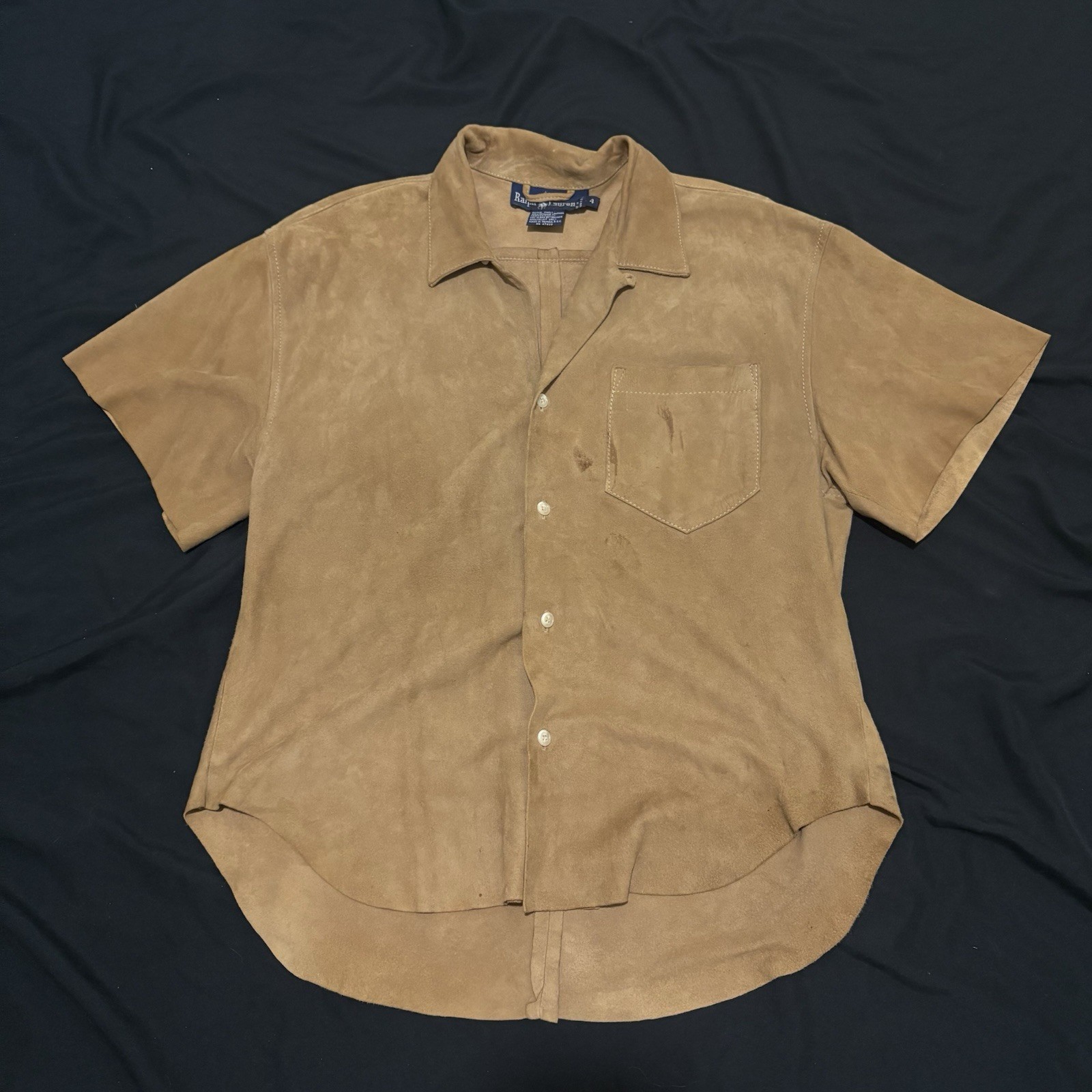 Vintage 1980s Polo Ralph Lauren Suede Shirt Women’s Size 4 Brown Western Grunge