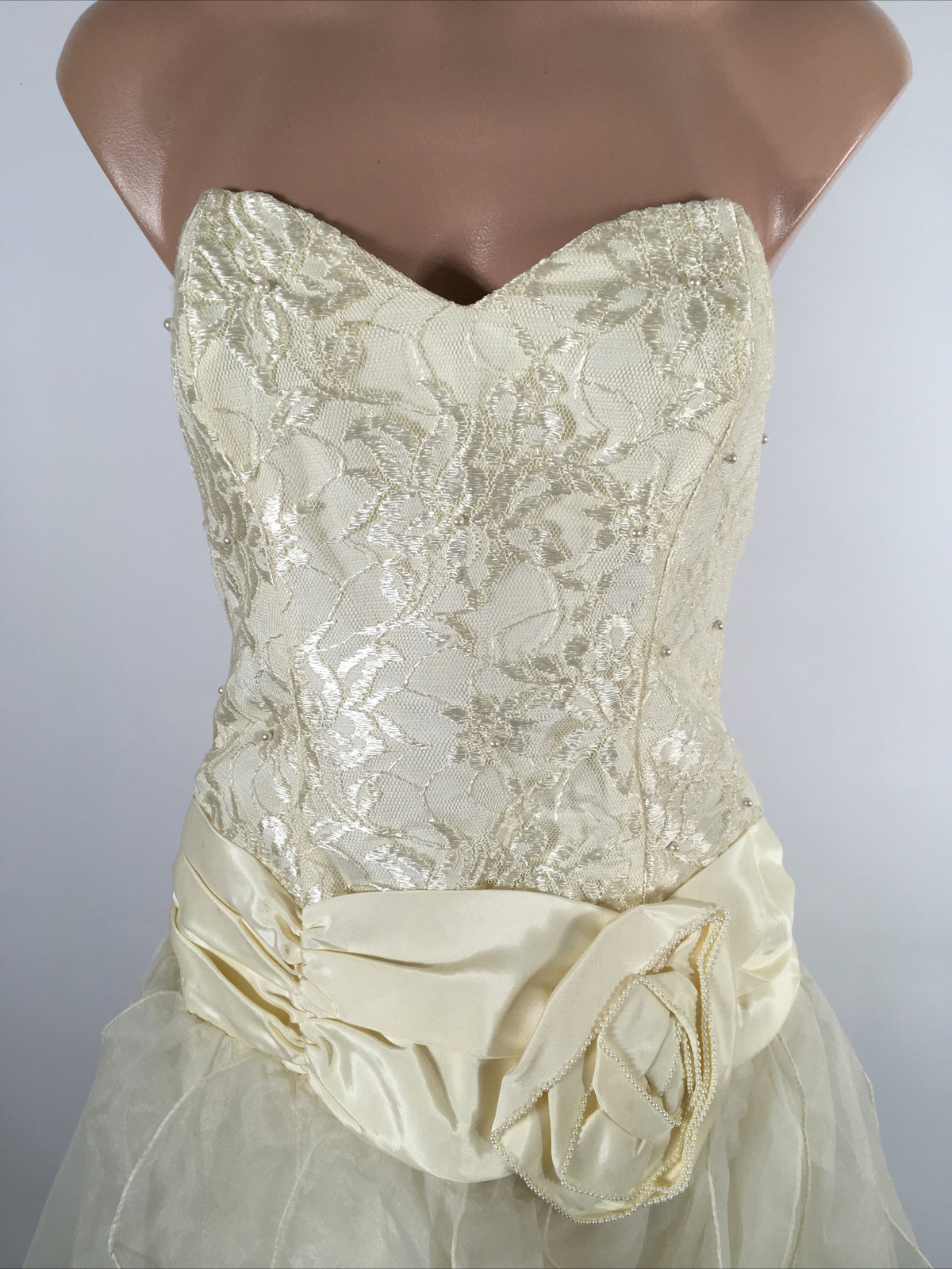 1970 1980s Bubble Wedding Formal Dress Nancy Bracoloni Party Prom Ivory Lace 4
