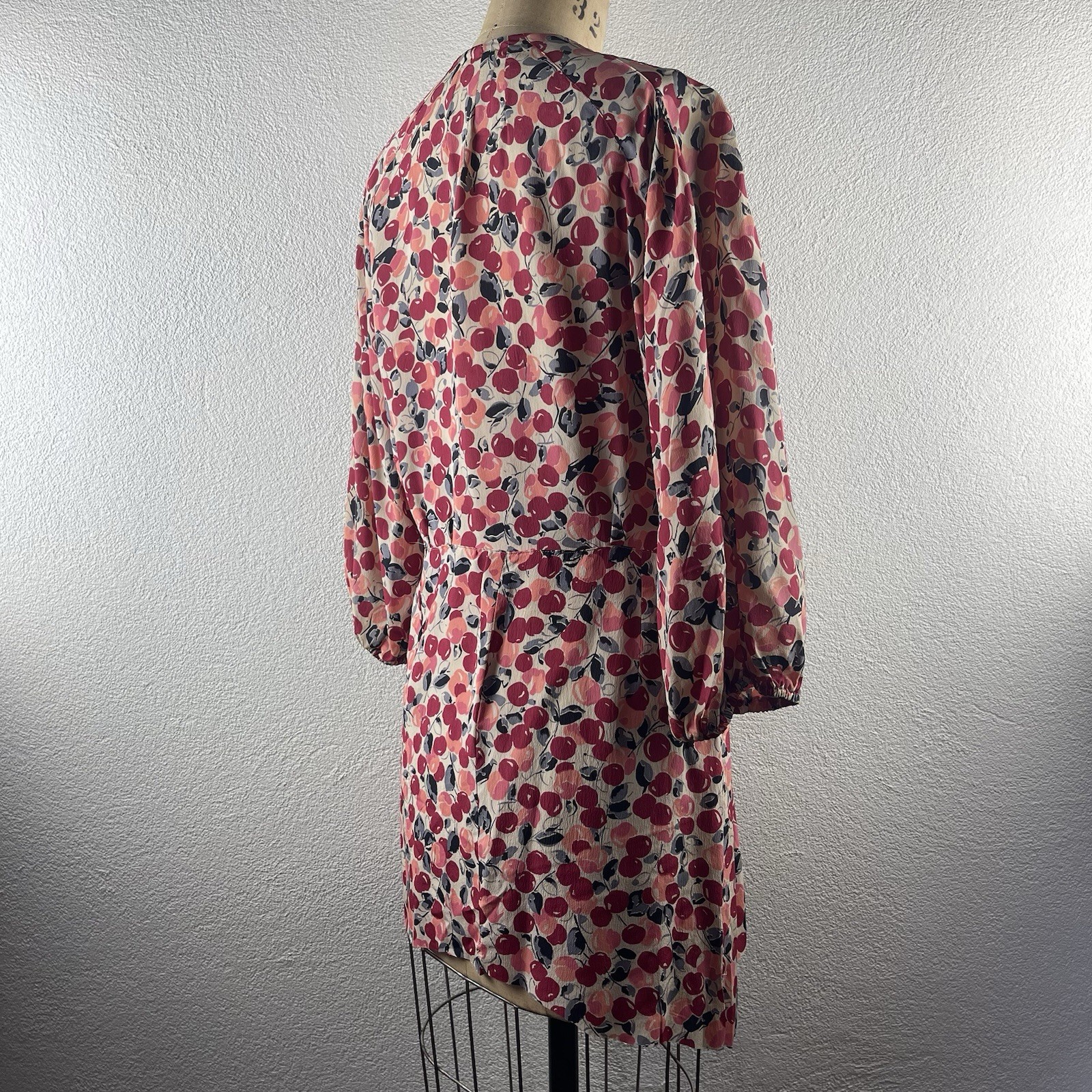 Vintage l 30s L Novelty Cherry Print Rayon Blouse Dress Fabric Remnant Repurpose