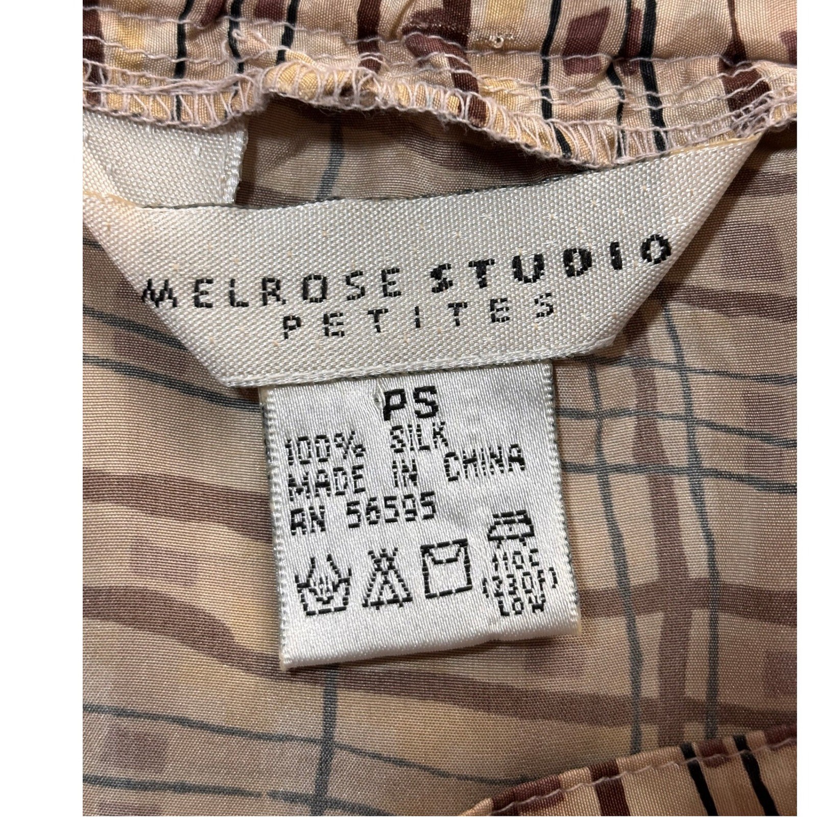 Plaid A-Line Melrose Studio Petites Button Side Tan Brown Midi Skirt Vintage