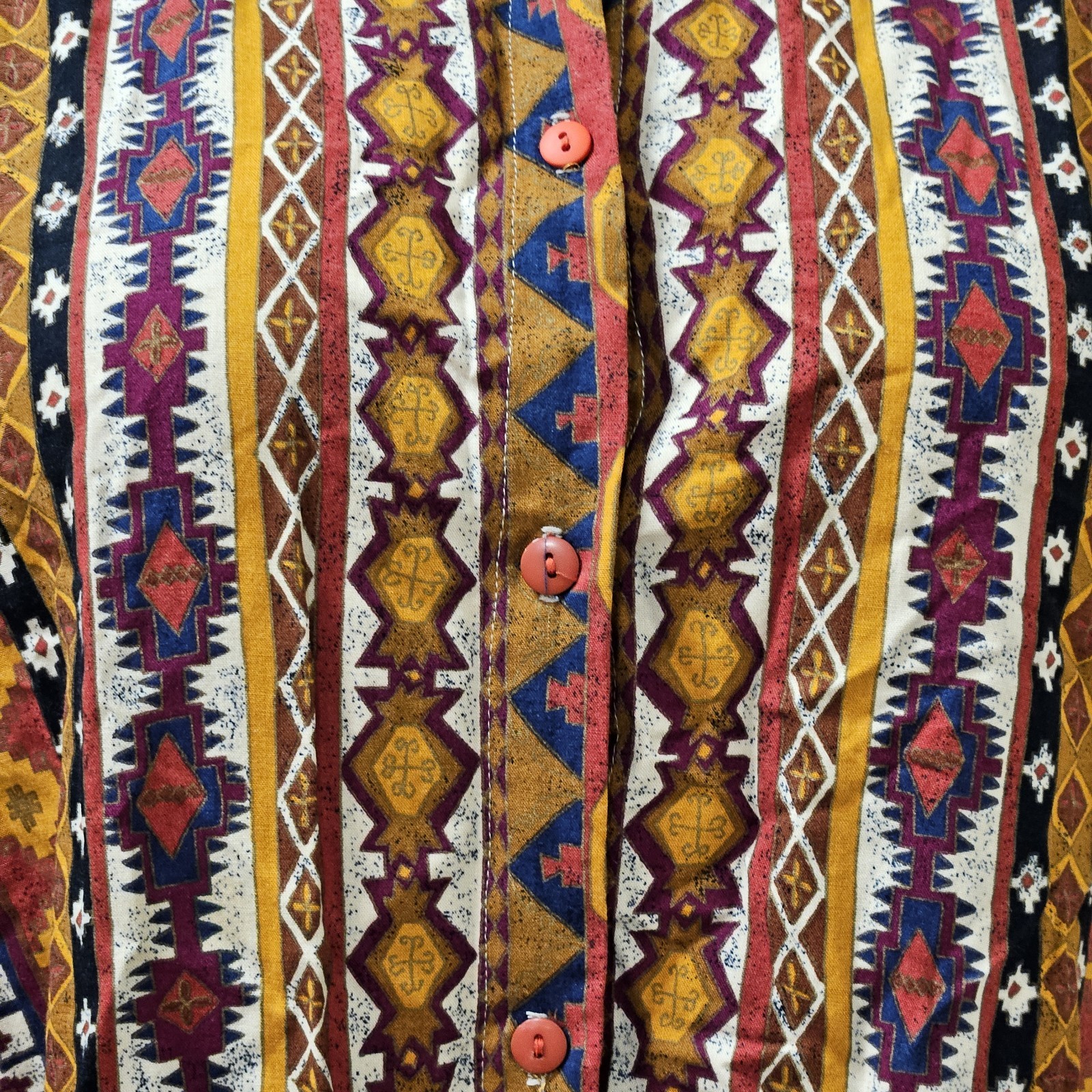 VTG 90s Tapestry Southwestern Button Up Shirt XL Aztec Geometric Boho…