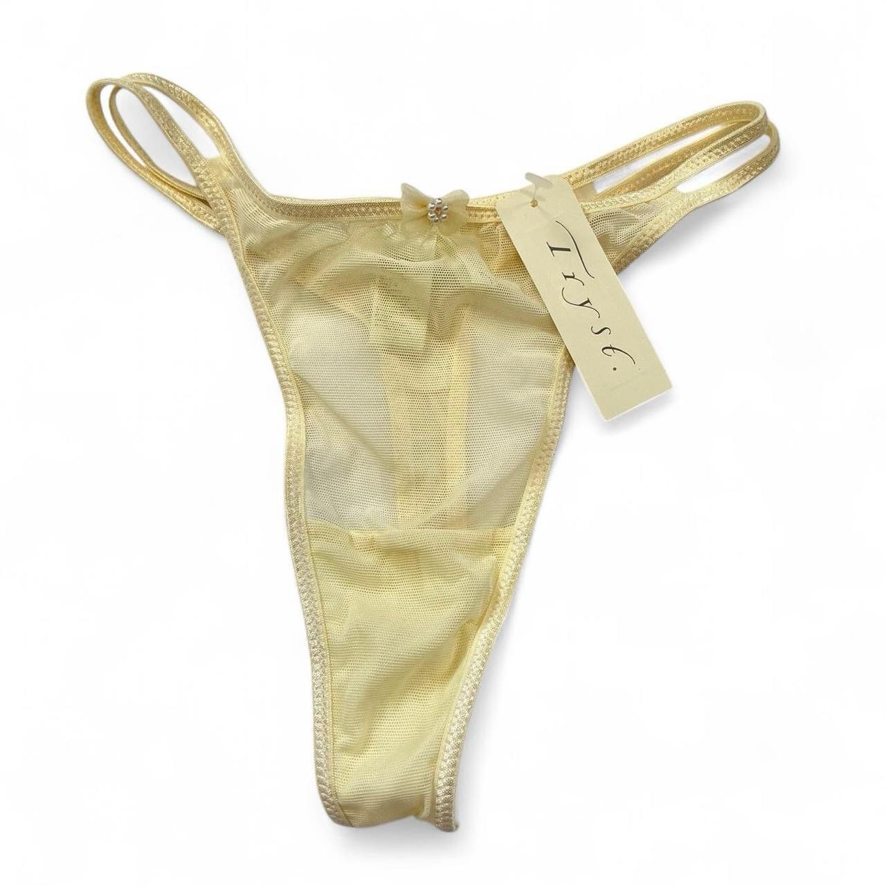 Vintage 90s Tryst Mesh Nylon Thong Bridal Panties NWT Deadstock Womens Underwear