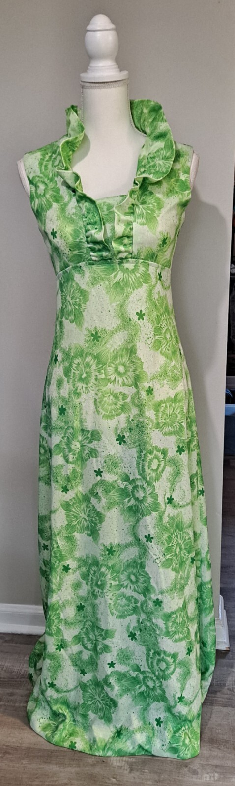 1970’s Hippie Boho granny Dress full length handmade floral sleeveless