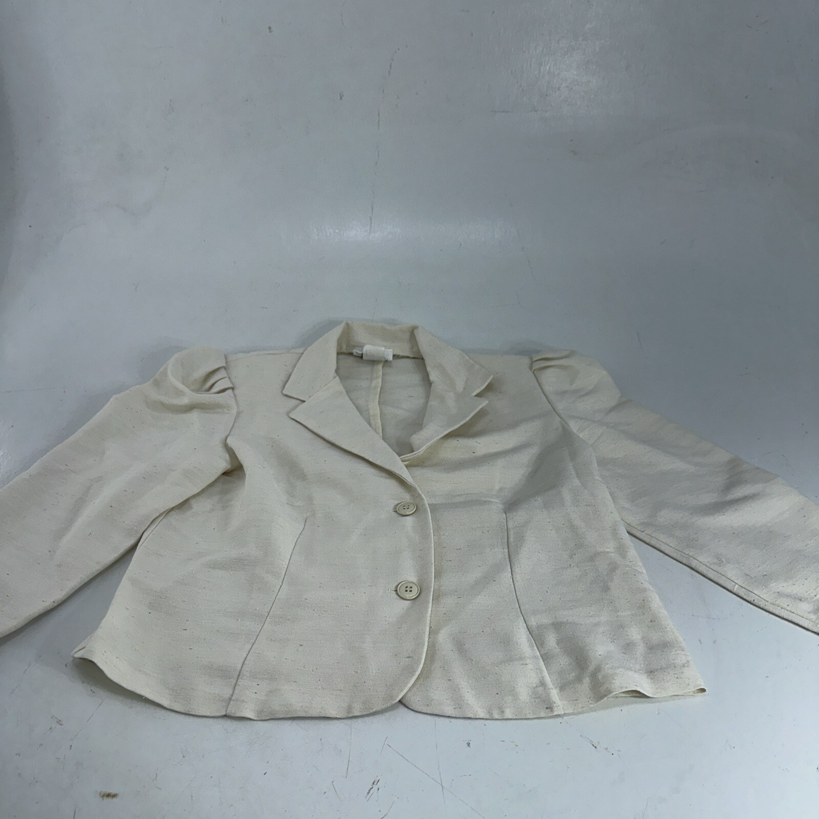 Vintage PBJ Classic Career Textured Cream White Blazer Short Jacket Tag Size 7