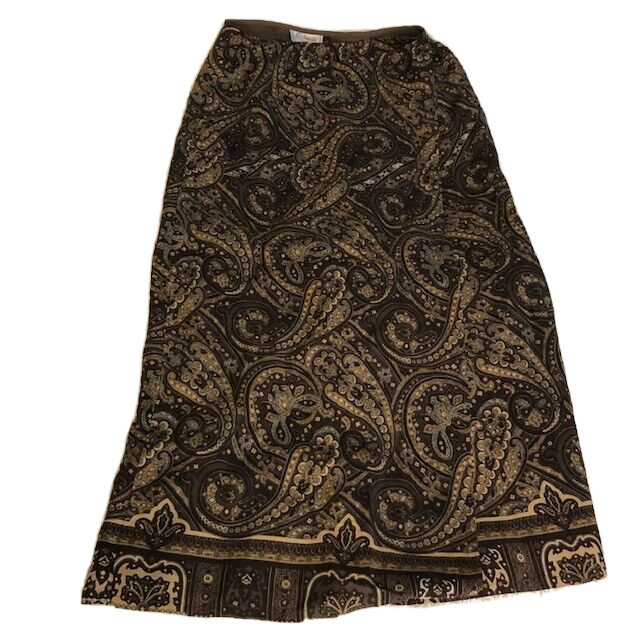 Vintage L’Amadei Wrap Skirt Size 12 Paisley Brown DP Altomonte Lined Maxi