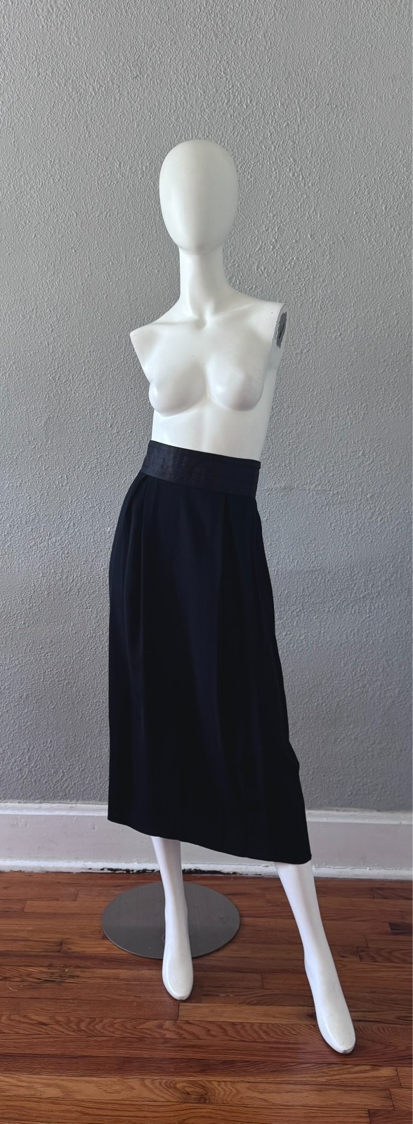 Vintage 80s Black High Waist TANGENTS Pencil Midi Skirt M