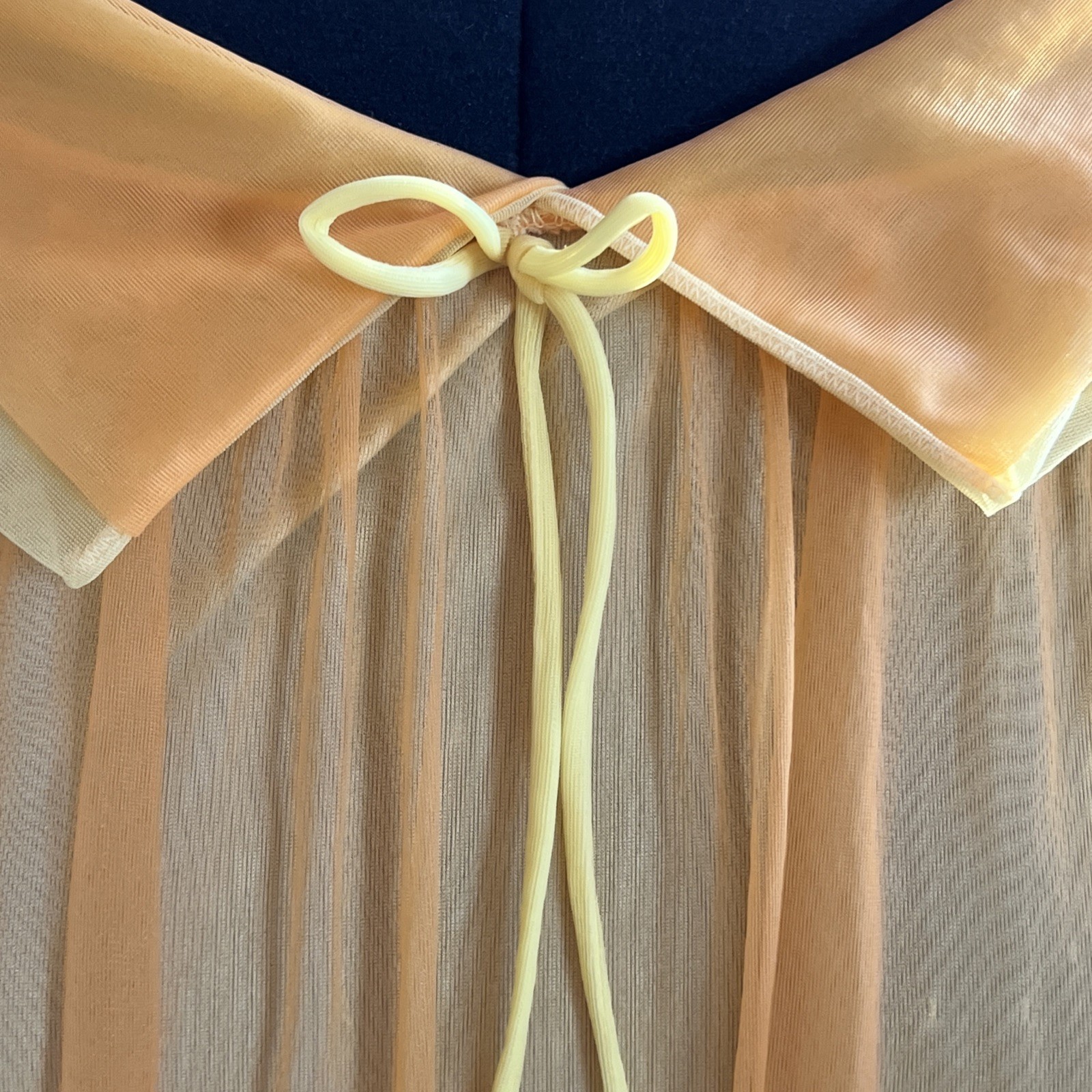 Vintage 1960s Yellow Nylon Chiffon Babydoll Nightgown Sheer Layered Collar M