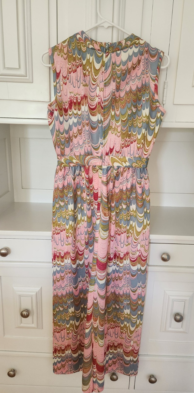 Vintage 1970’s Leslie Fay Sleeveless Hippie Marbled Maxi Dress Size 4 / Small