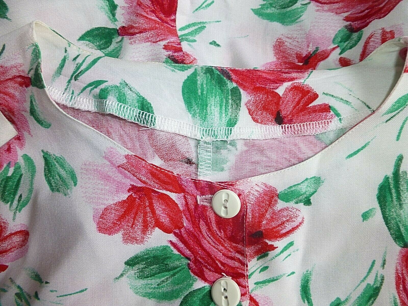 VTG 80s Watercolors Floral Print Boho Puff Sleeve Button down BLOUSE TOP sz M