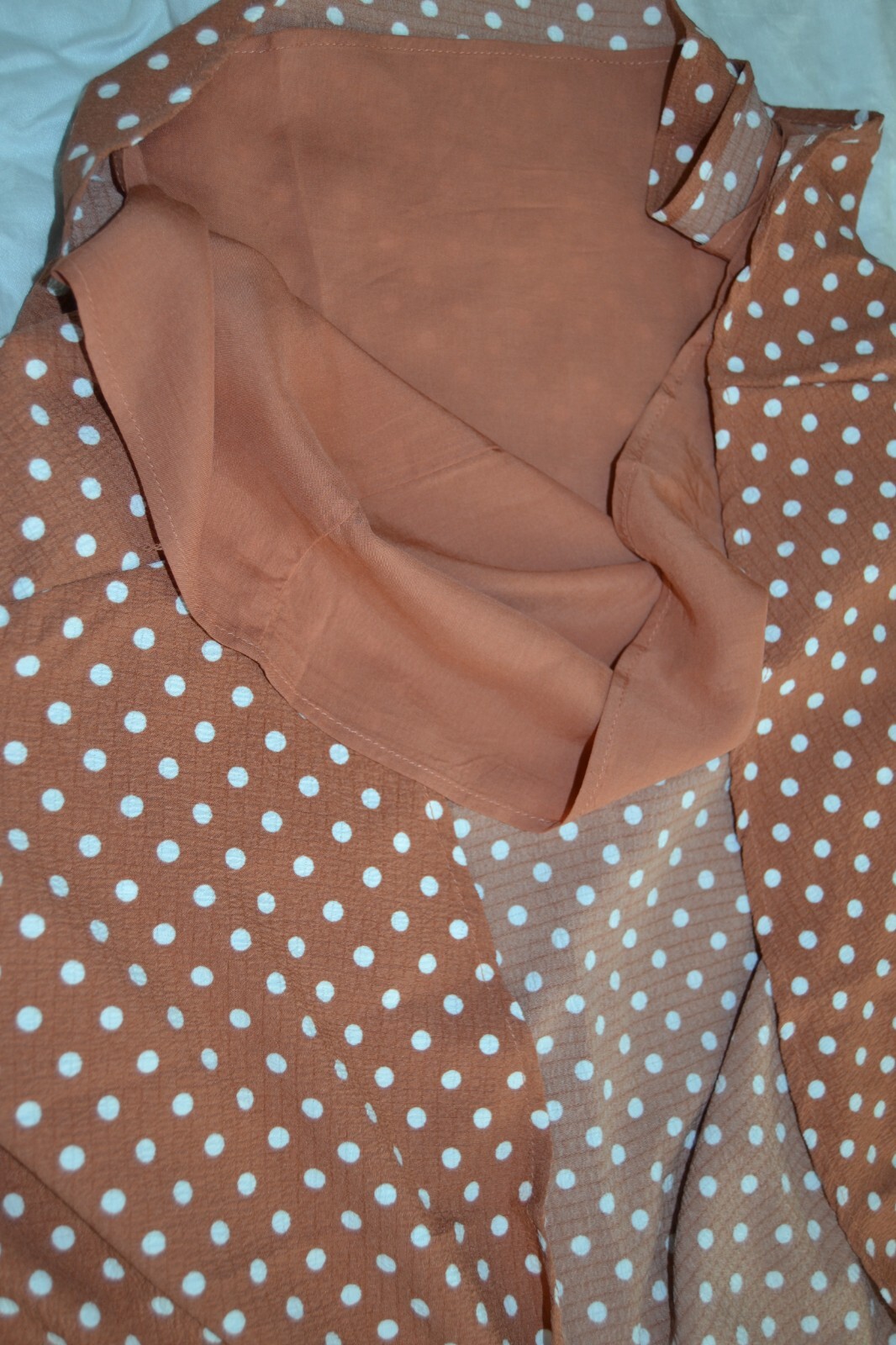 DRAPER JAMES Empire Waist Lined Dress BROWN/WHITE Polka Dots Size S Vtg Kohl’s