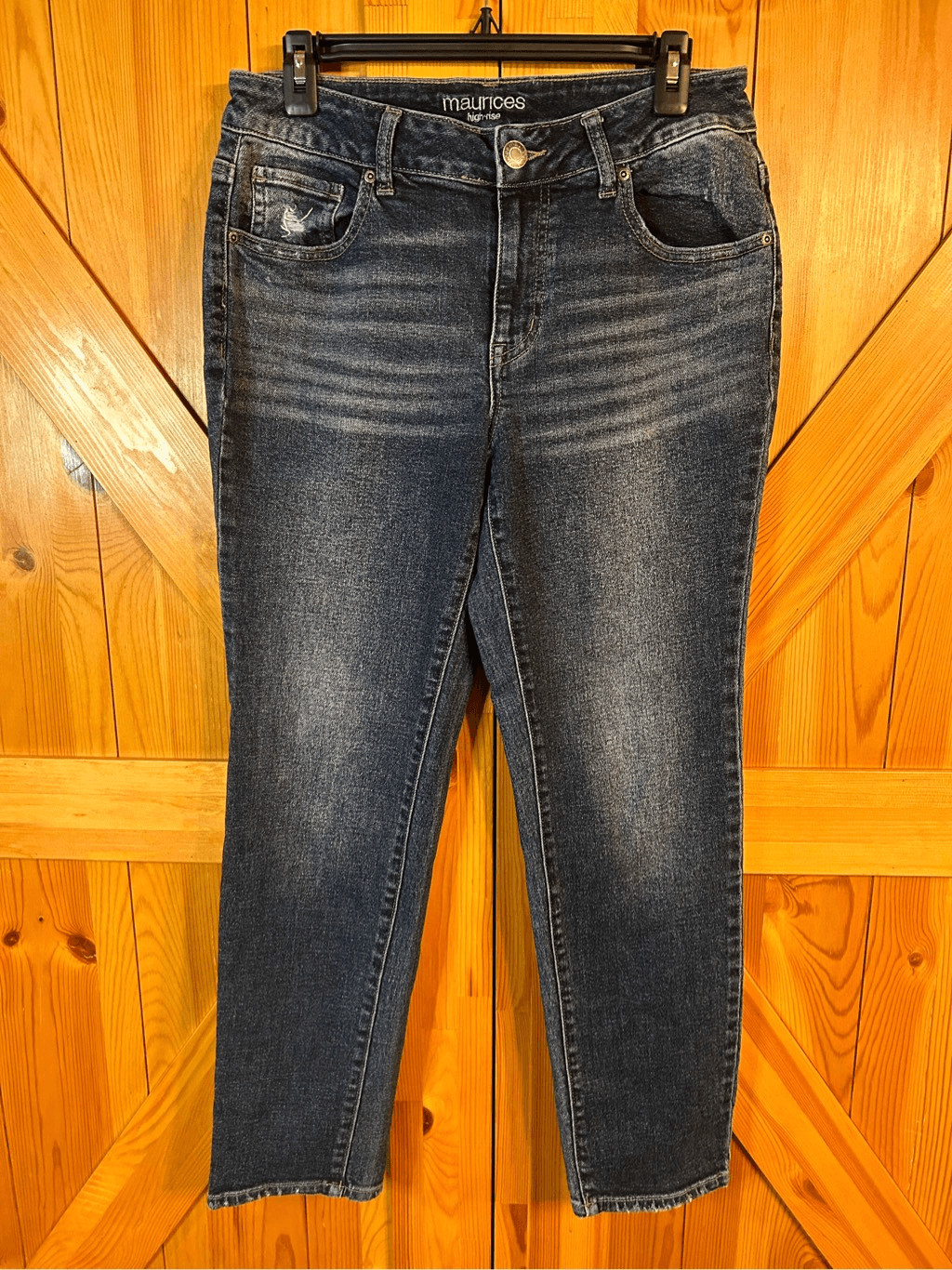 Maurices Jeans Women’s Size 4R Blue Stretch Denim Distressed High Rise (4673)