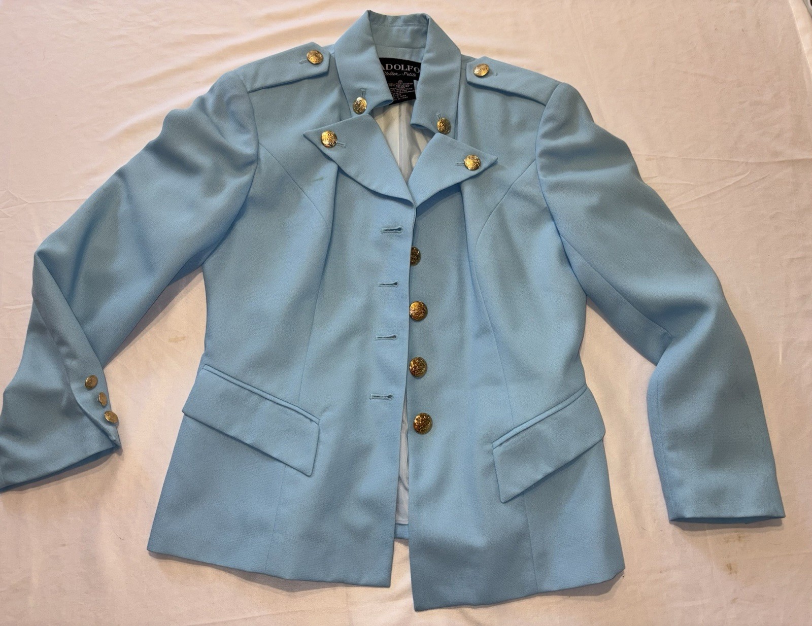 Adolfo Atelier Vintage Blazer Jacket Womens Petites Size 10P Powder Blue exc con