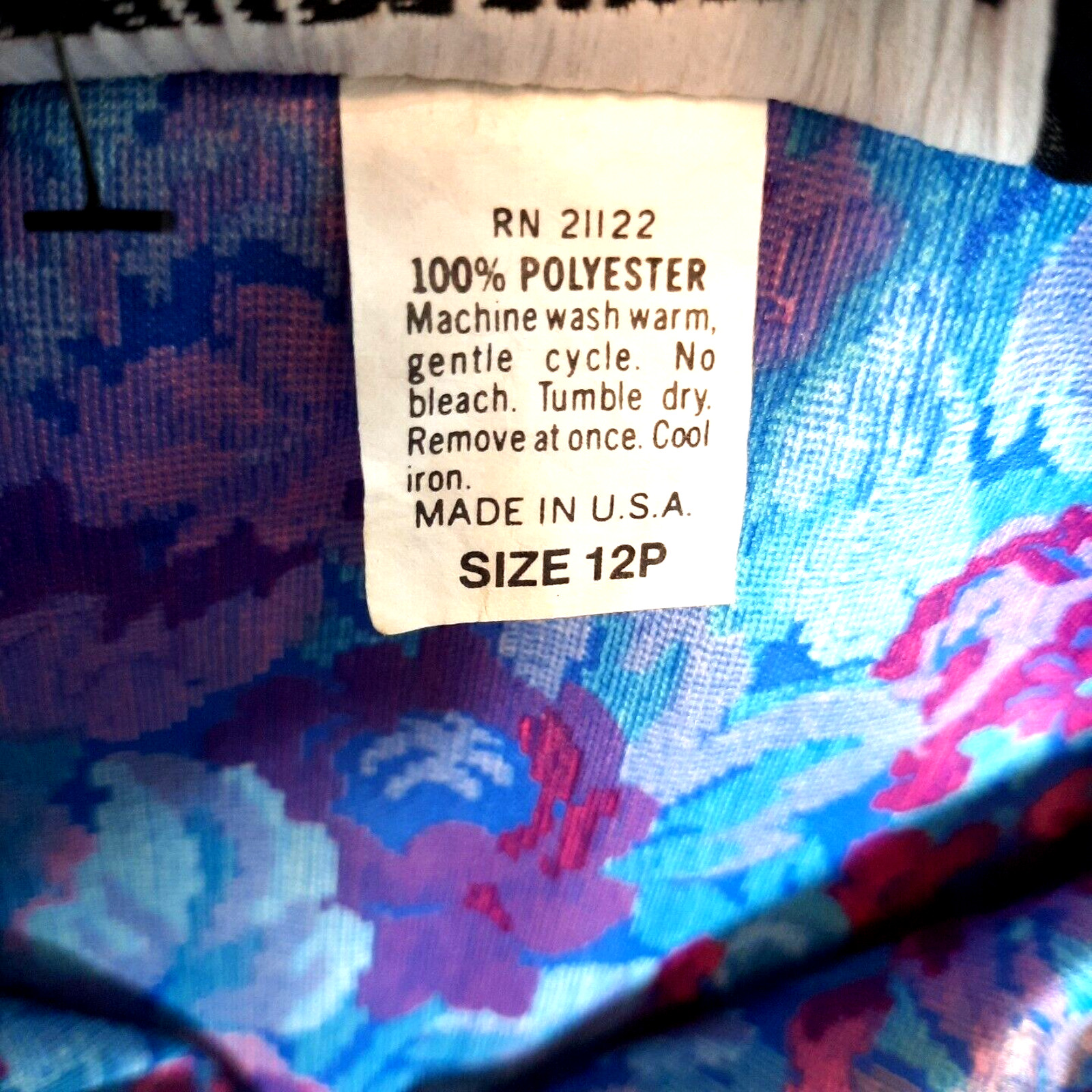 Vtg 70s Whirlaway Floral Pleated Secretary Dress Size 12 Blue Purple Secretary