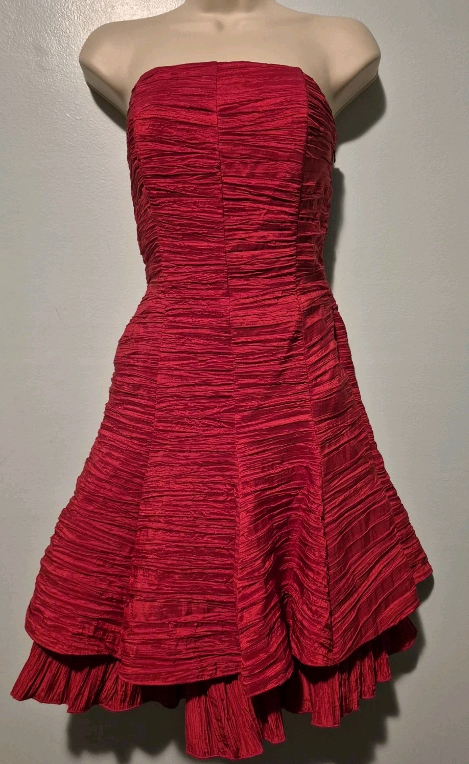 Vintage Jessica McClintock Red Strapless ChaCha Party Dress Size 8 Fancy Classic