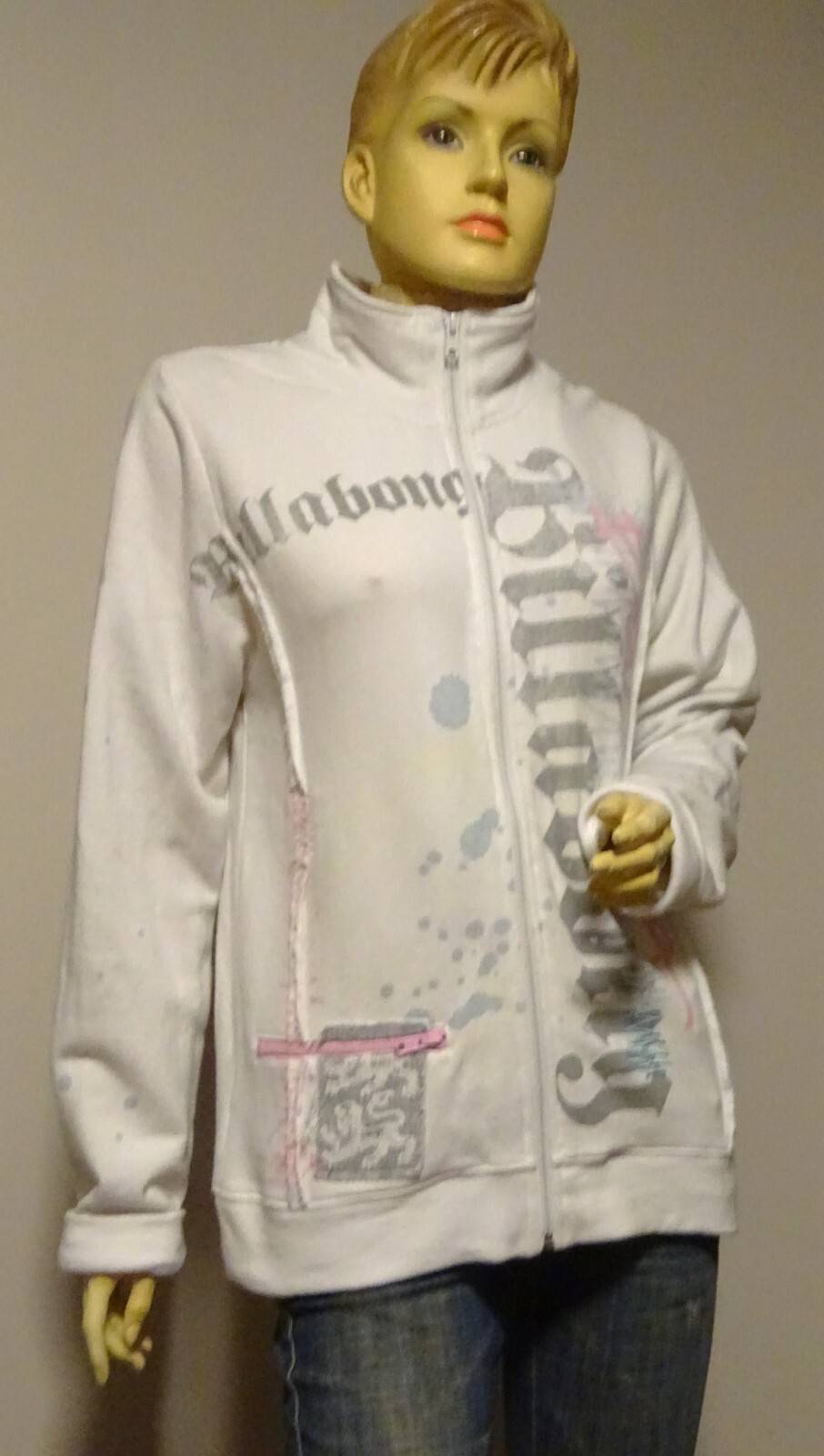 BNWOT Vintage Y2K Ladies BILLABONG Logo Print Zip Up Cotton Jacket – Size 12 –