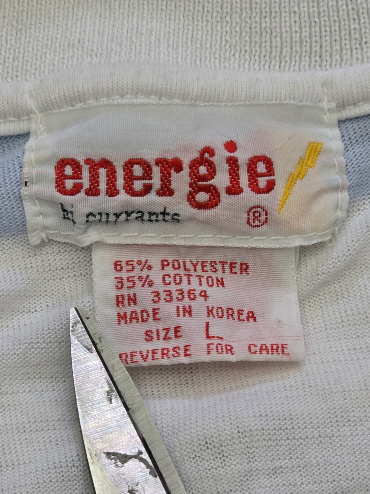 Vintage Energie Blue White Striped Polo Top High Low Hem Size L 80s Preppy