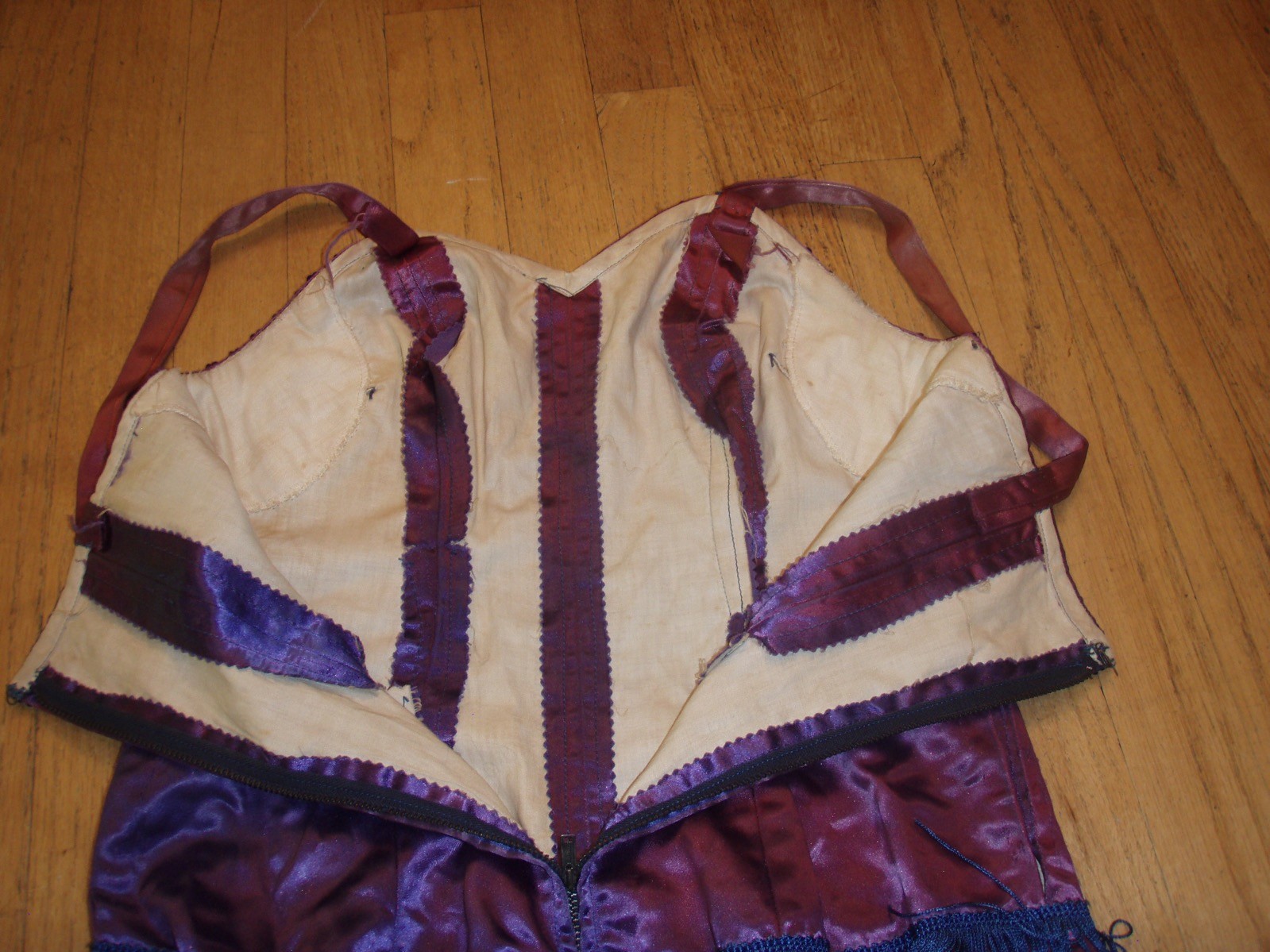 antique 1940s Corset Sequin Fringe vaudeville dance Costume dress Outfit