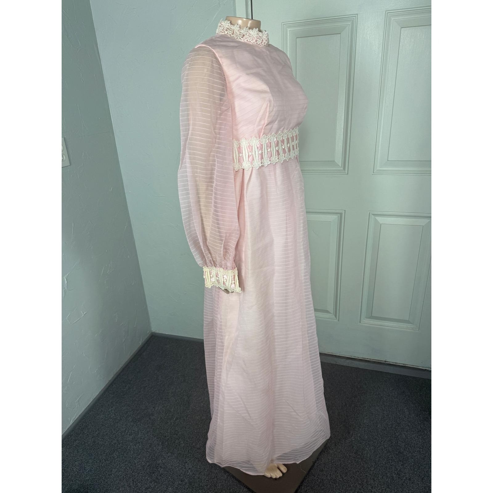 Vintage 70s Emma Domb Women’s Dress Bridesmaid Wedding Formal Maxi Lace H3-1
