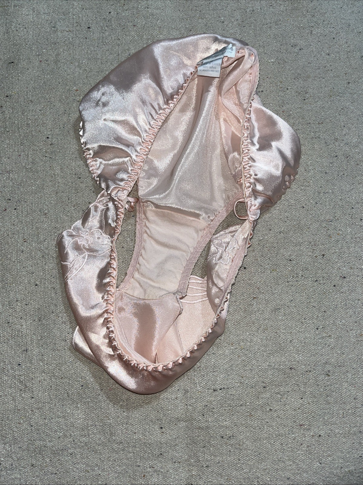 Vintage Morgan Taylor 90s Pink Shiny Satin Embroidered Sissy Shiny Panties M