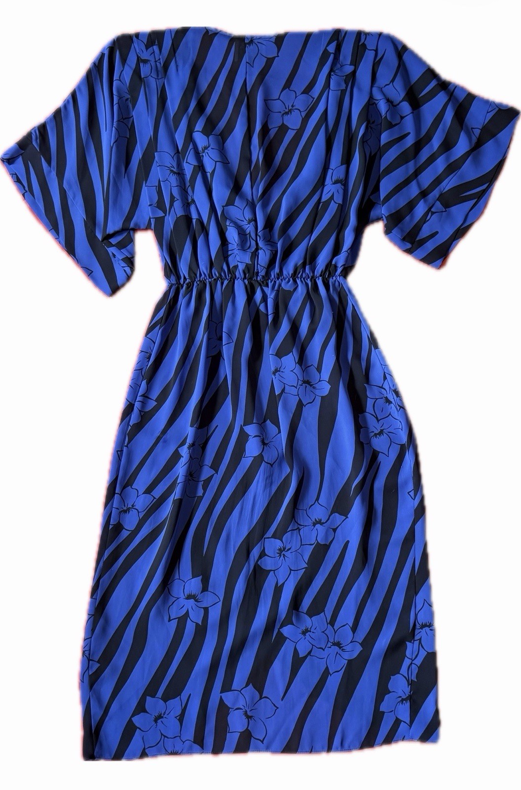 VTG 70s 80s LTD by Roberta Sheer Dress Size S/M Blue With Black Flowers Glam