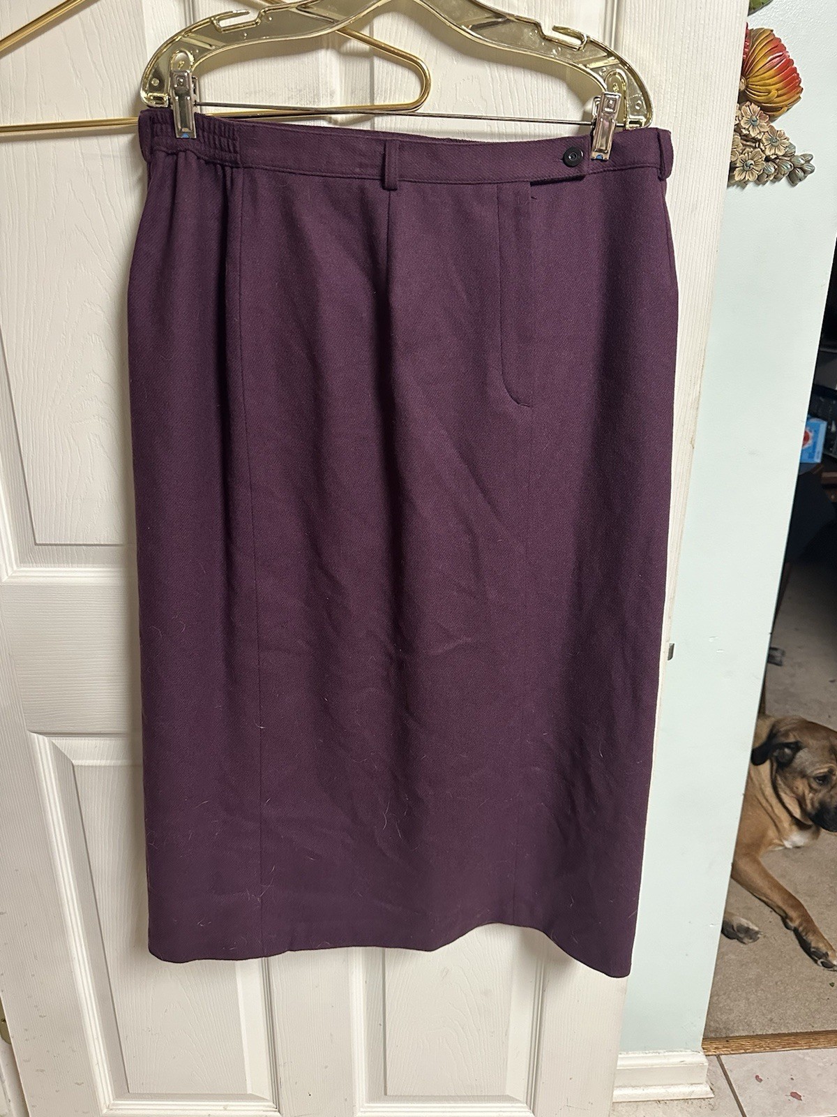 VNT NWT 1970s Purple Pure Wool Skirt A Line Sag Harb XL Sz 16 36×33 Slit Pockets