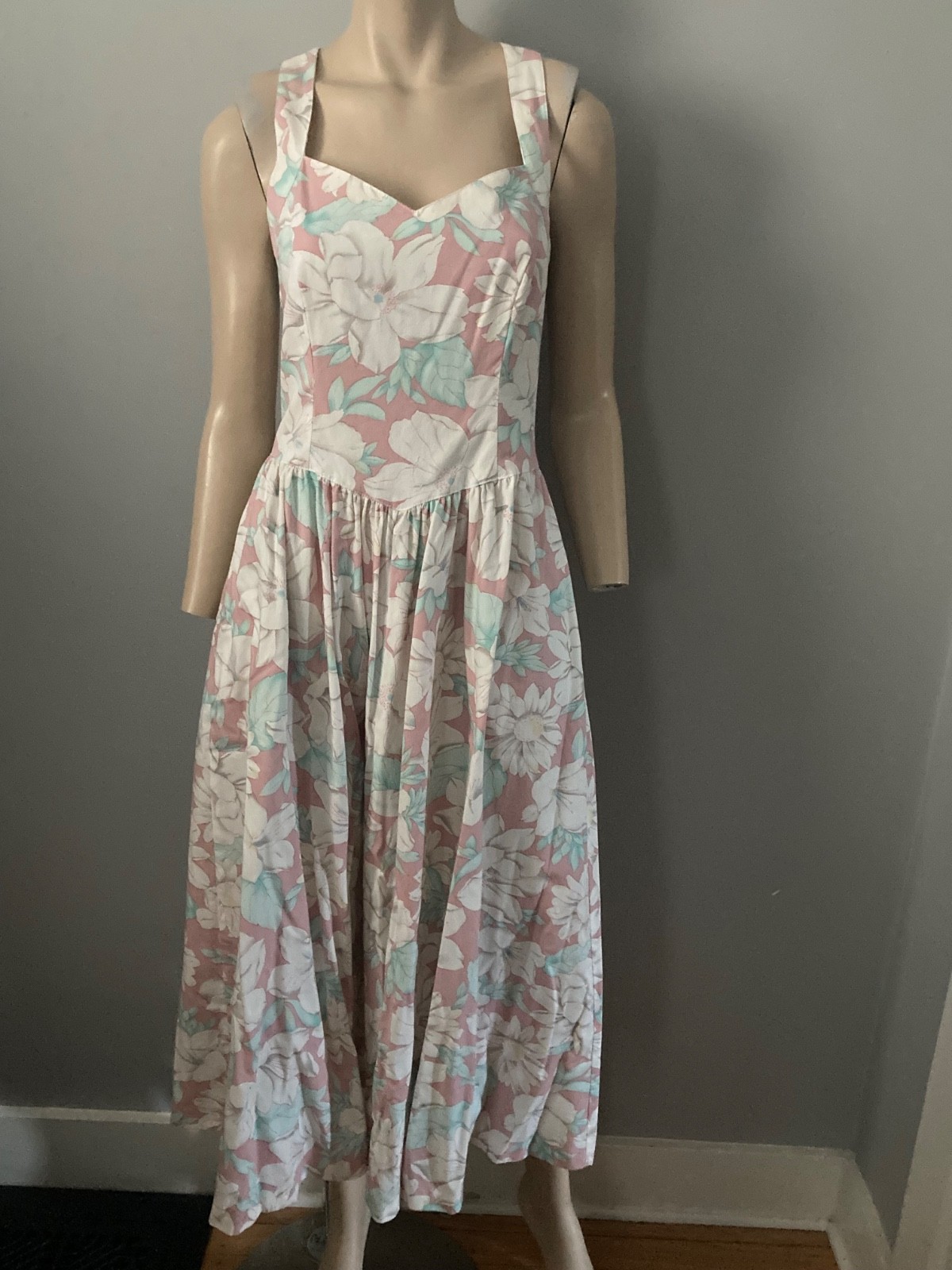 Vintage 80’s Lanz Originals Floral Sun Dress Pockets sweetheart neck sz 10