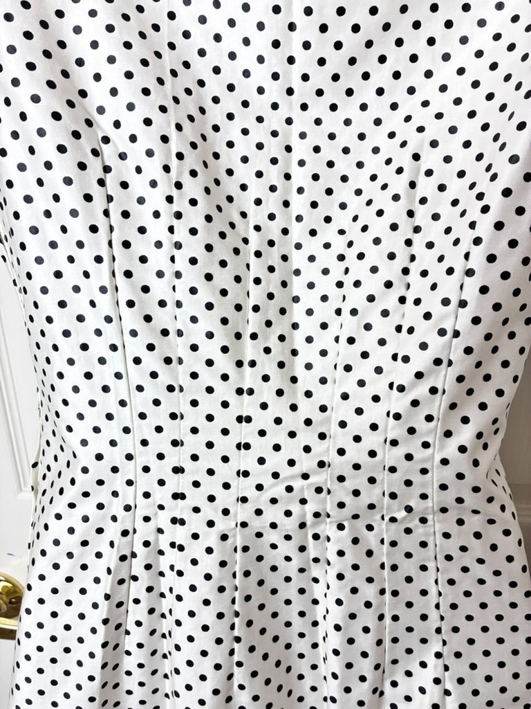 VTG 1960’s Home Made Blk Polka Dot Dress S Sleeveless Shift USA Cotton
