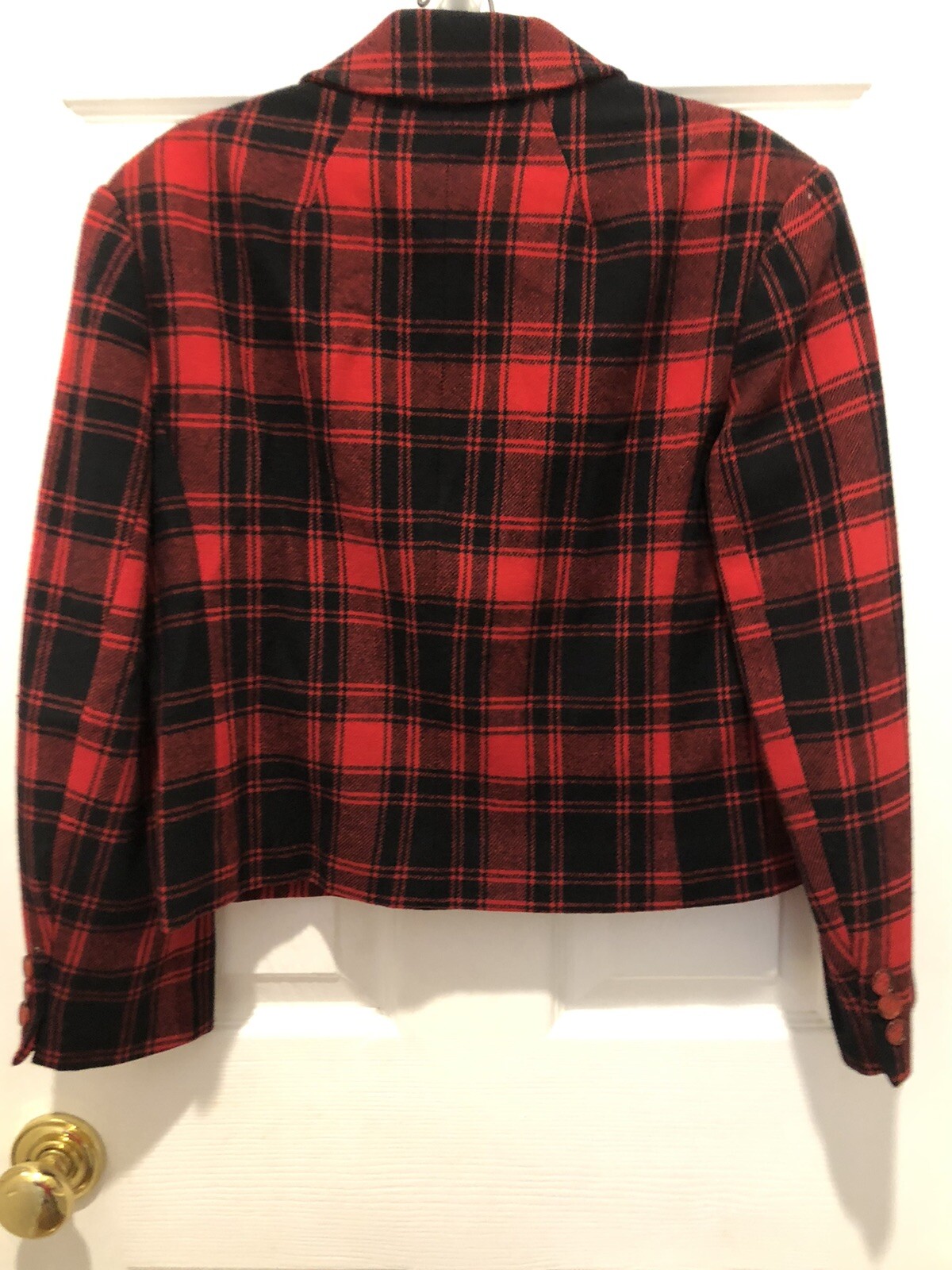 VINTAGE PENDLETON SKIRT SUIT 100% WOOL RED BLACK PLAID SKIRT 6 JACKET 8