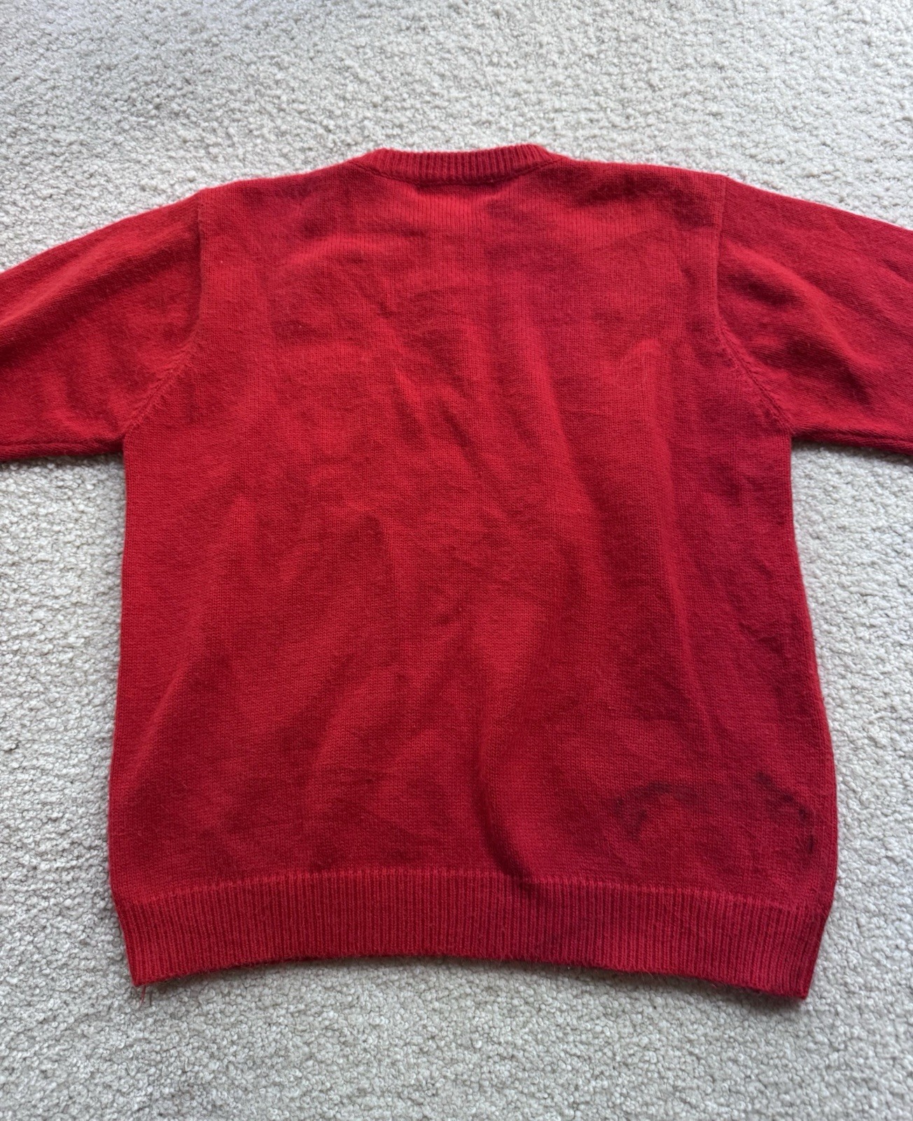 Vintage Tennis Women’s Sweater Novelty Knit Red Floral Applique Retro 80s 90s