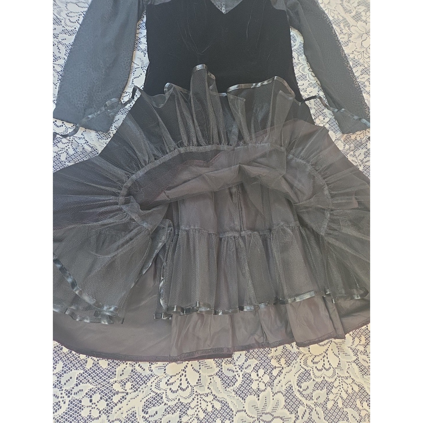 Vtg. 80’s Dress 14 Karen Lucas For Nikki Black Velvet Whimsigoth Fairycore USA