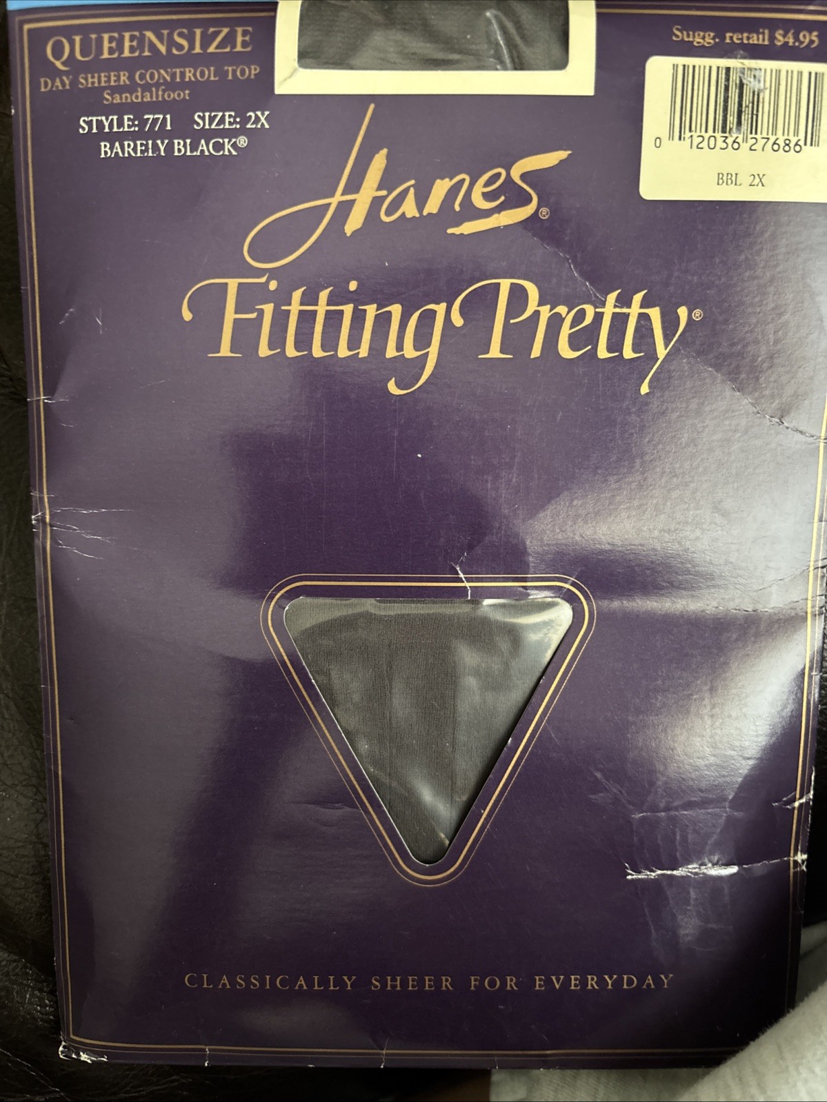 Vintage Pantyhose Hanes Fitting Pretty 1 Pair Barely There Size 2X Day Sheer 771