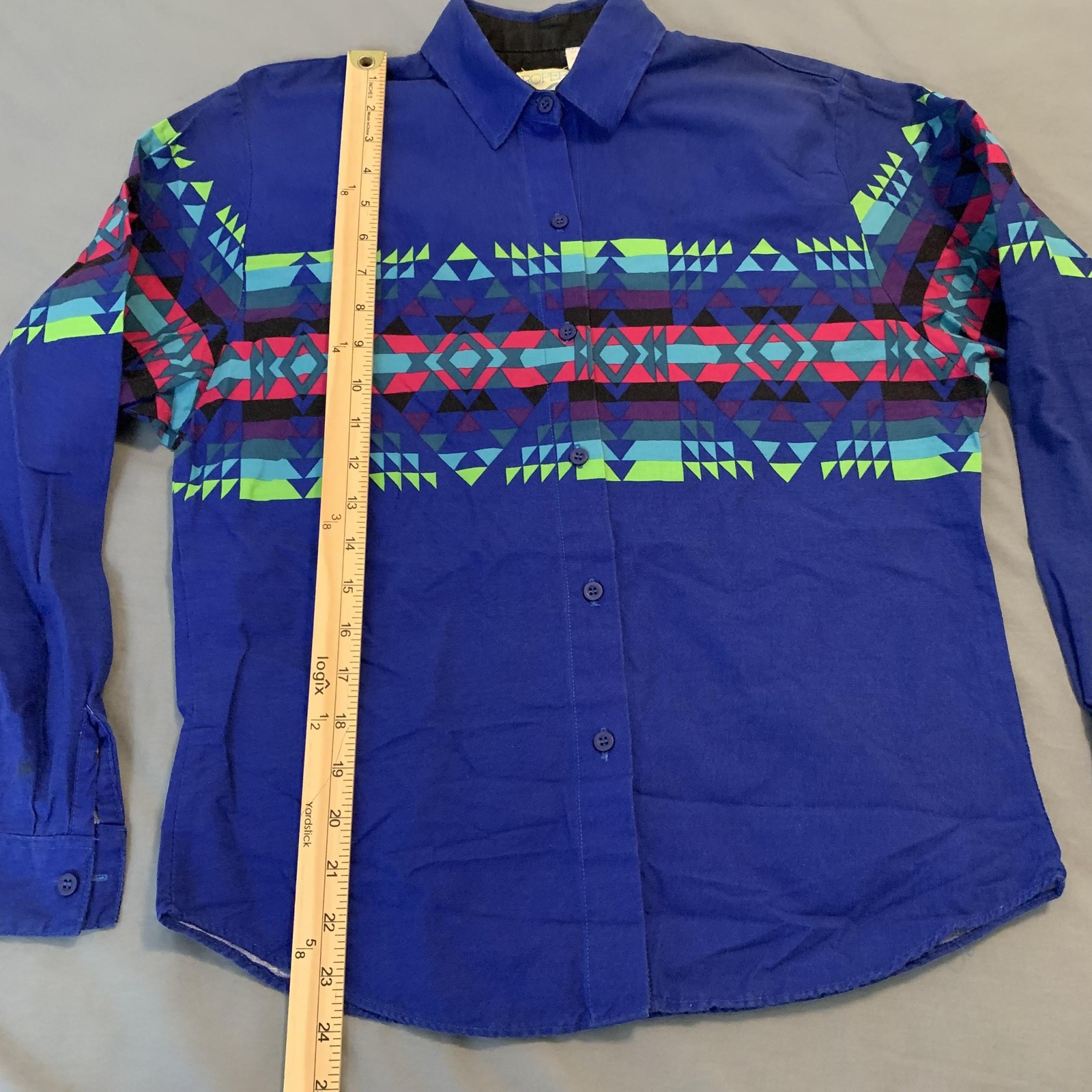 Vintage Roper Shirt Woman’s Small Blue Aztec Western Button Down Made USA 90s