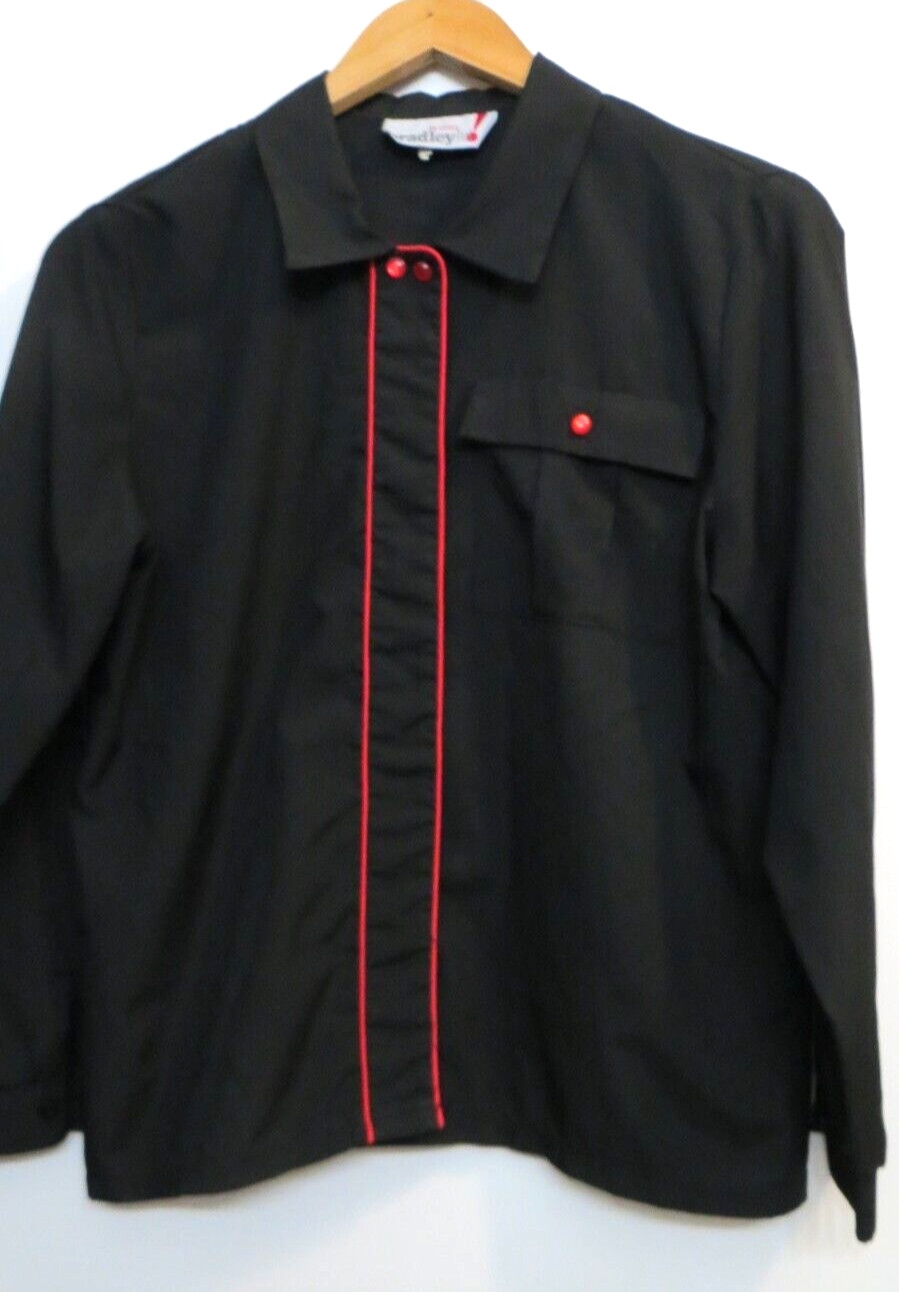 Vintage Bradley Ltd Shirt Womens Medium/Large Black Red Button Up Long Sleeve