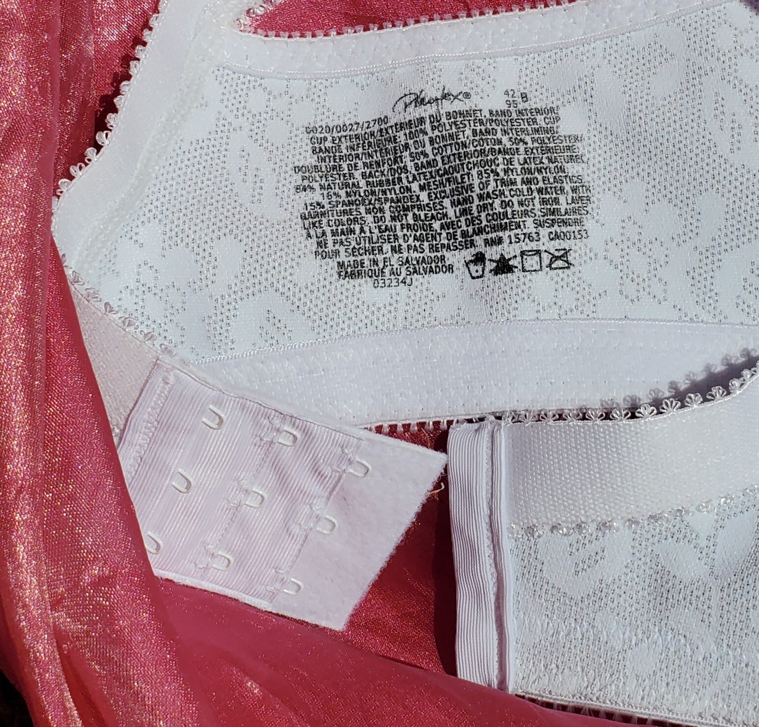 Playtex White Bra Size 42B White Floral Lace Sexy Sissy Pin-up Crossdress Y2K